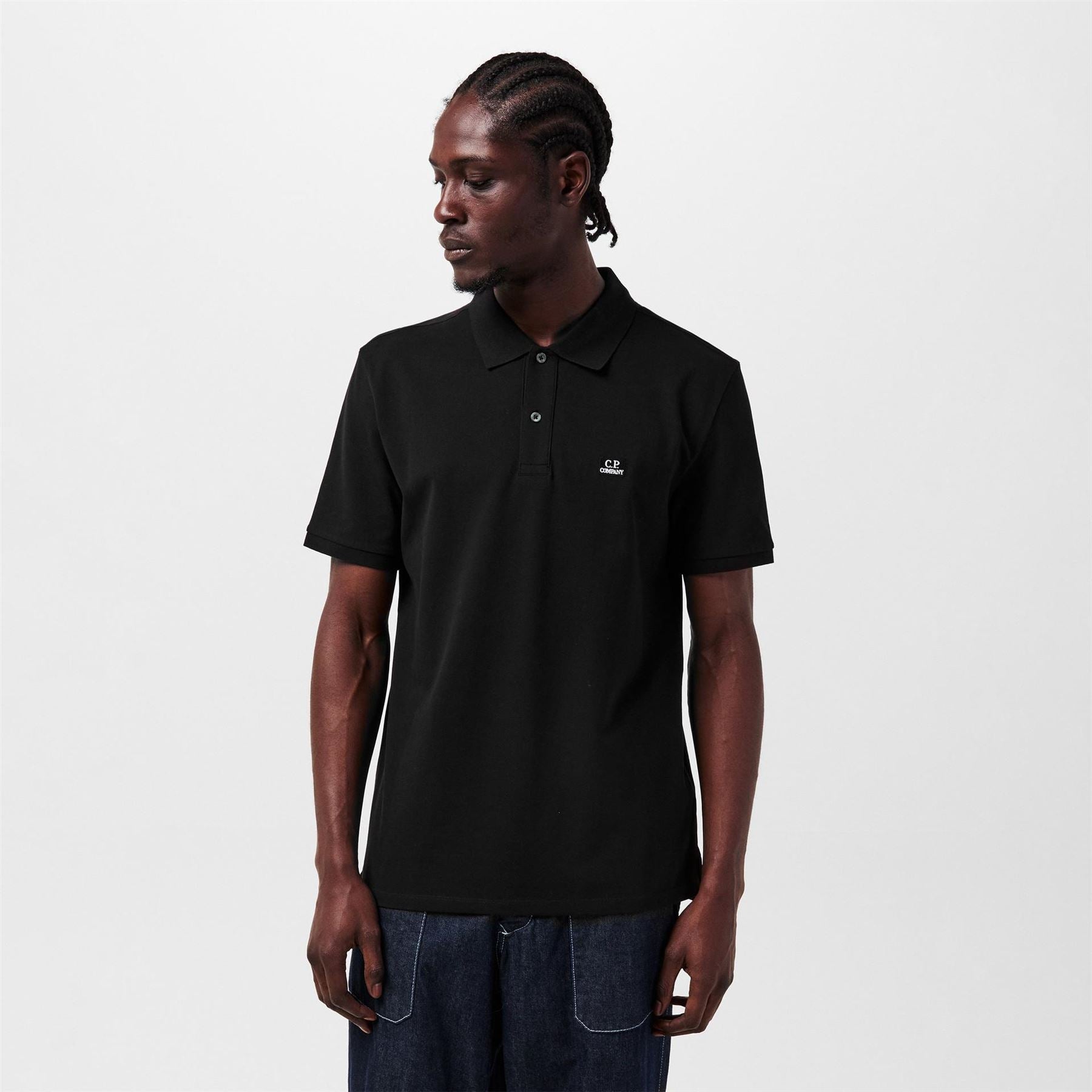 CP Company Logo Print Collared Neck Short Sleeve Polo Shirt