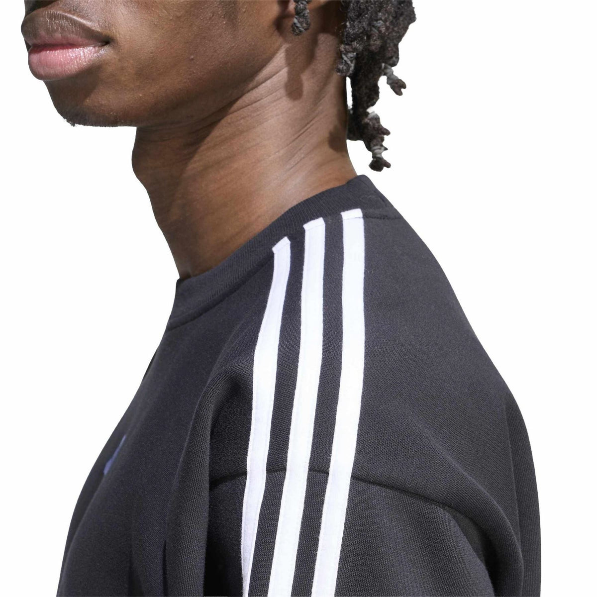 adidas Mens Essentials Crew 3 Stripes Pullover Sweatshirt