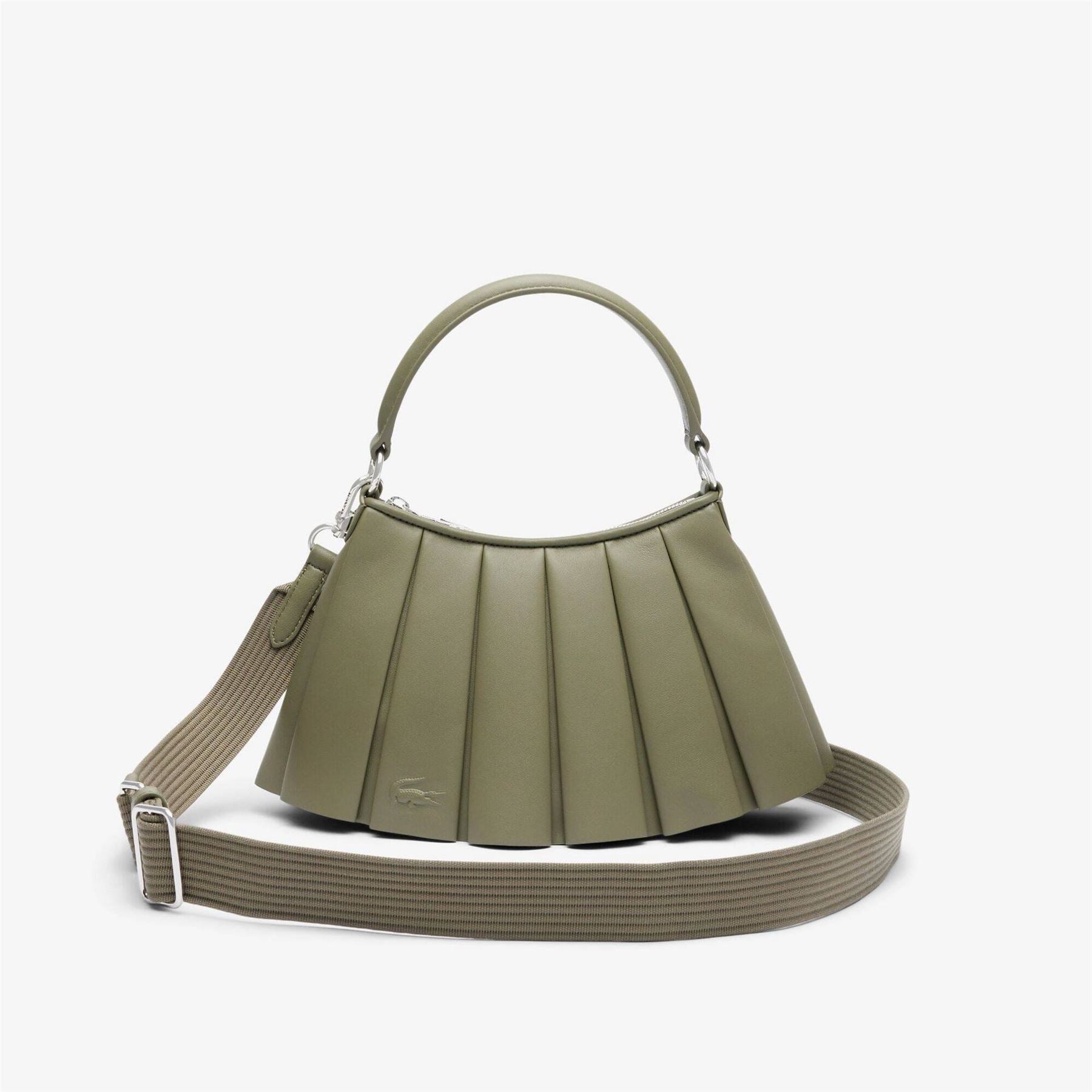 Lacoste Lenglen Crescent Shape Hobo Bag with Silver Hardware