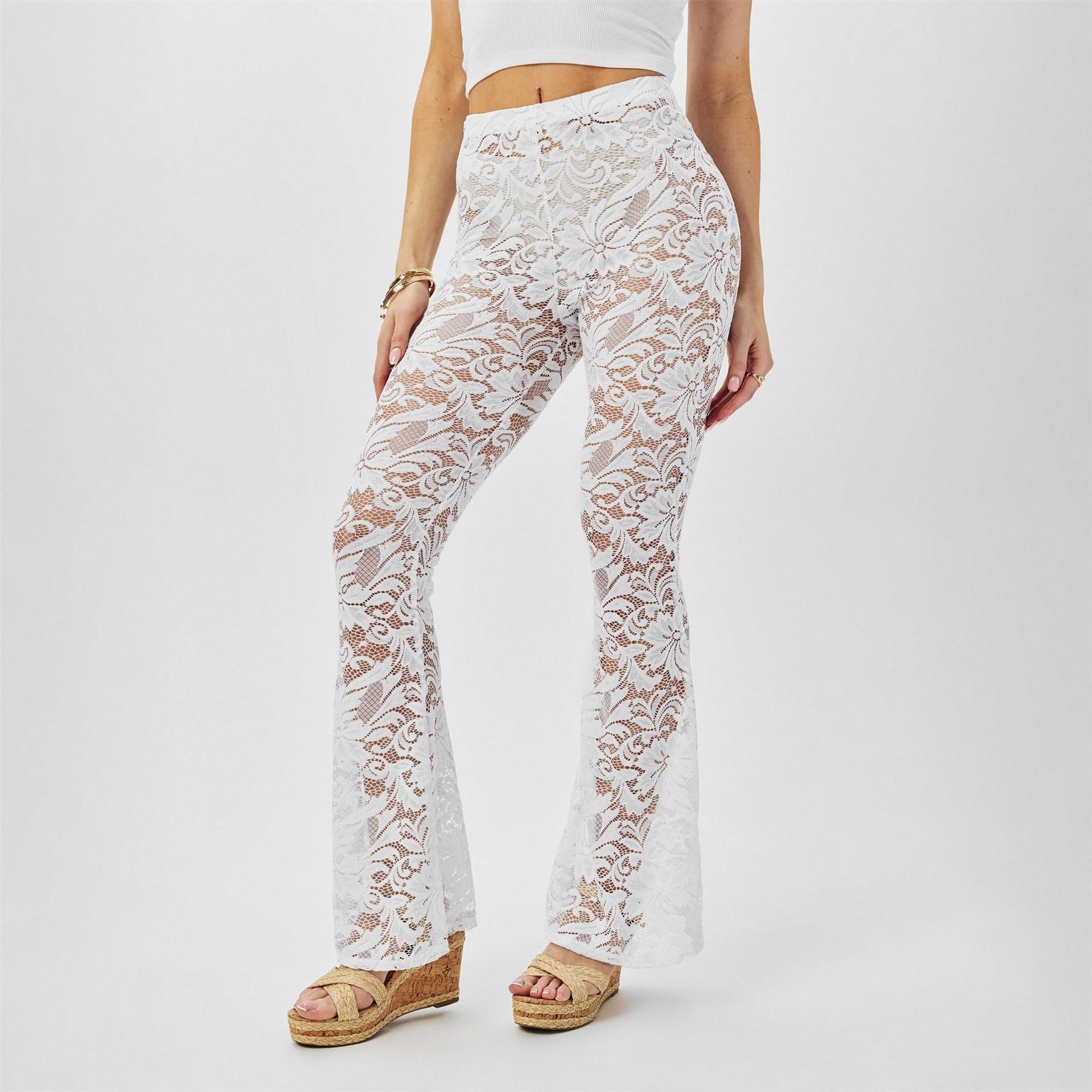 Missy Empire Womens Lace Flared Trousers
