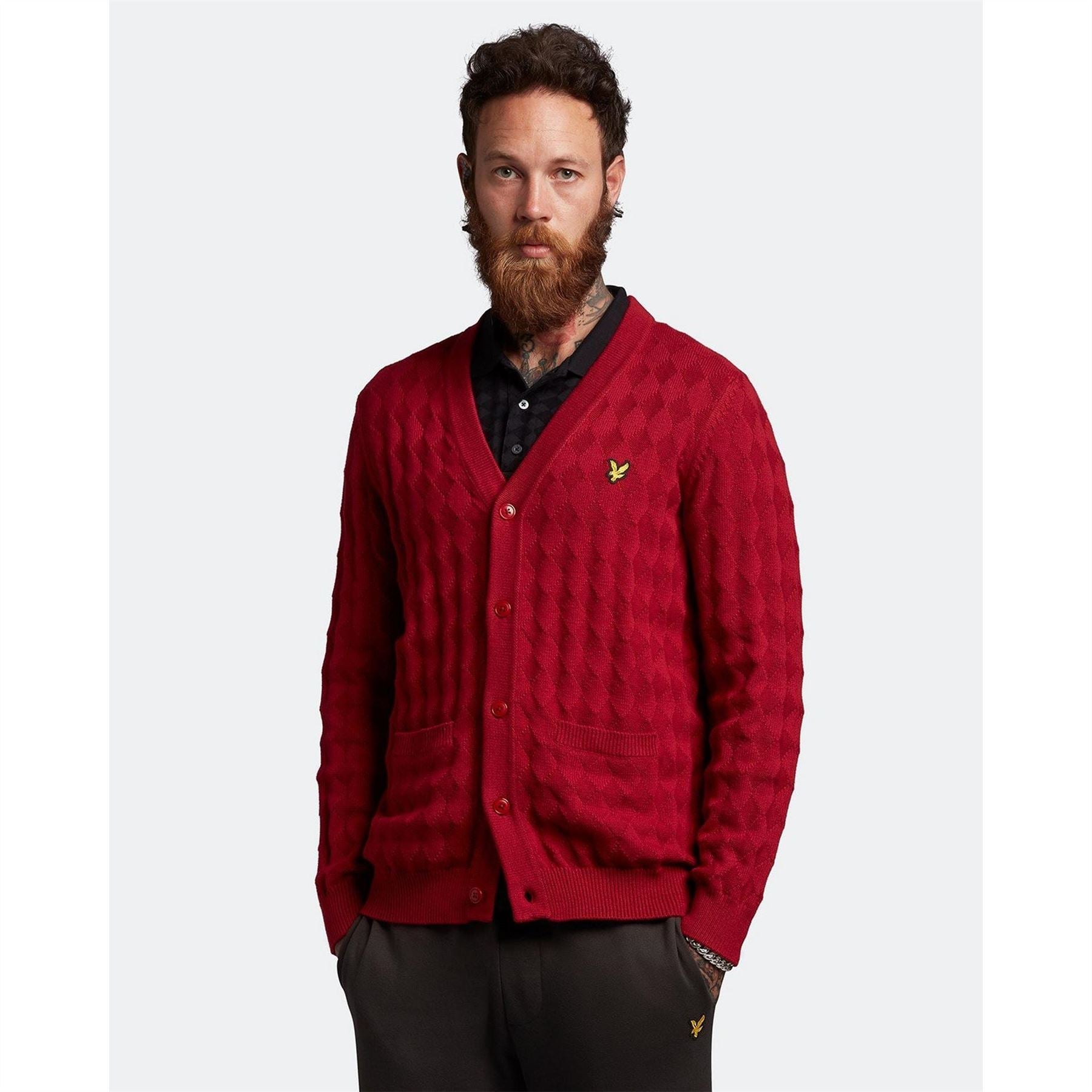 Lyle and Scott Argyle V Neck Regular Fit Sweater