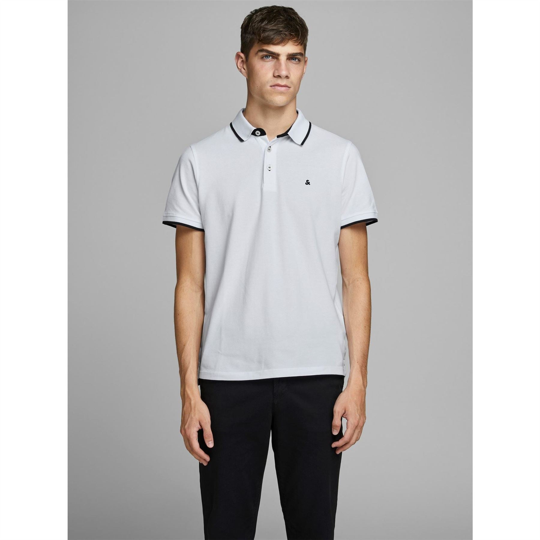 Jack and Jones Paulos Tipped Pique Short Sleeve Polo Shirt
