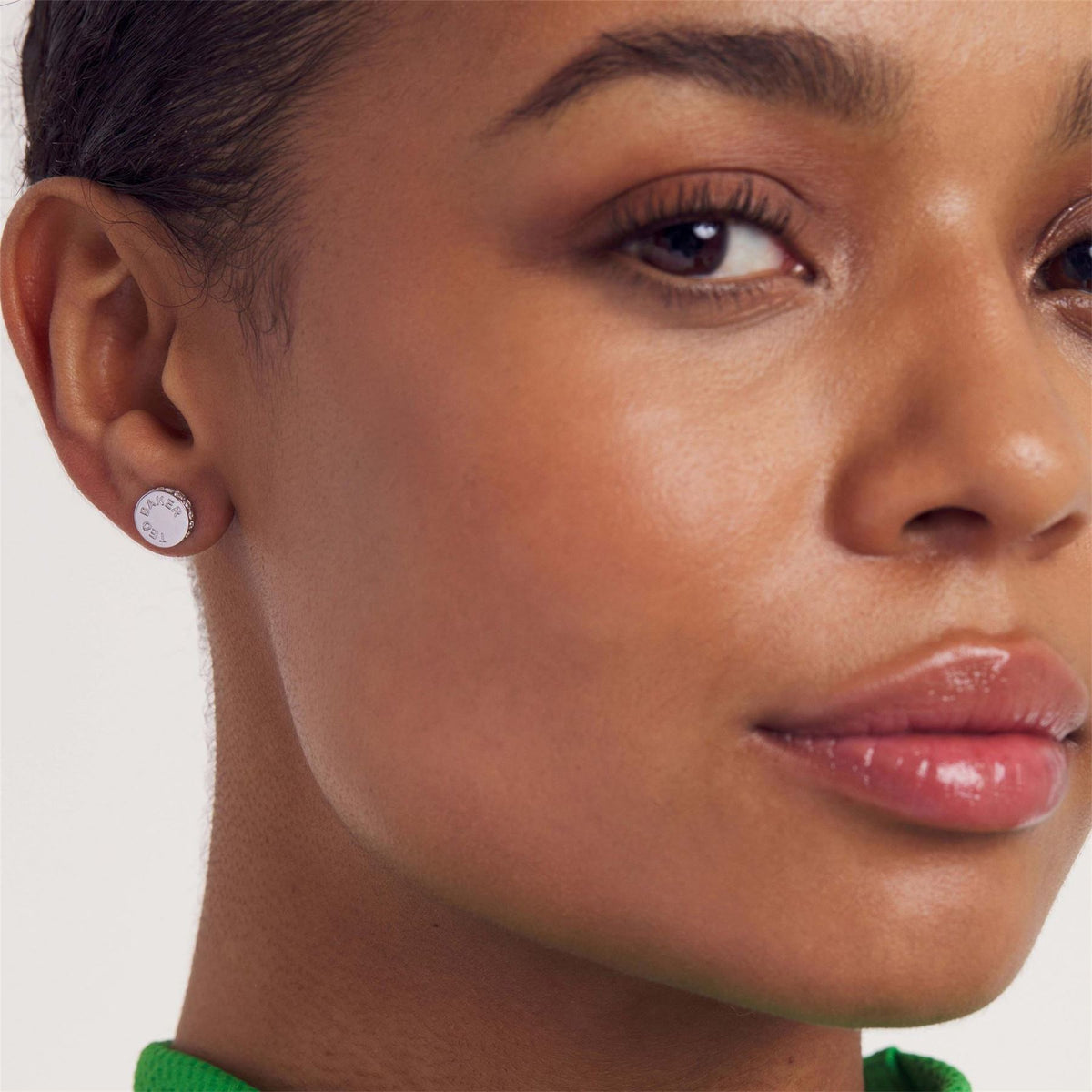 Ted Baker Crystal Stud Earrings with Engraved Logo