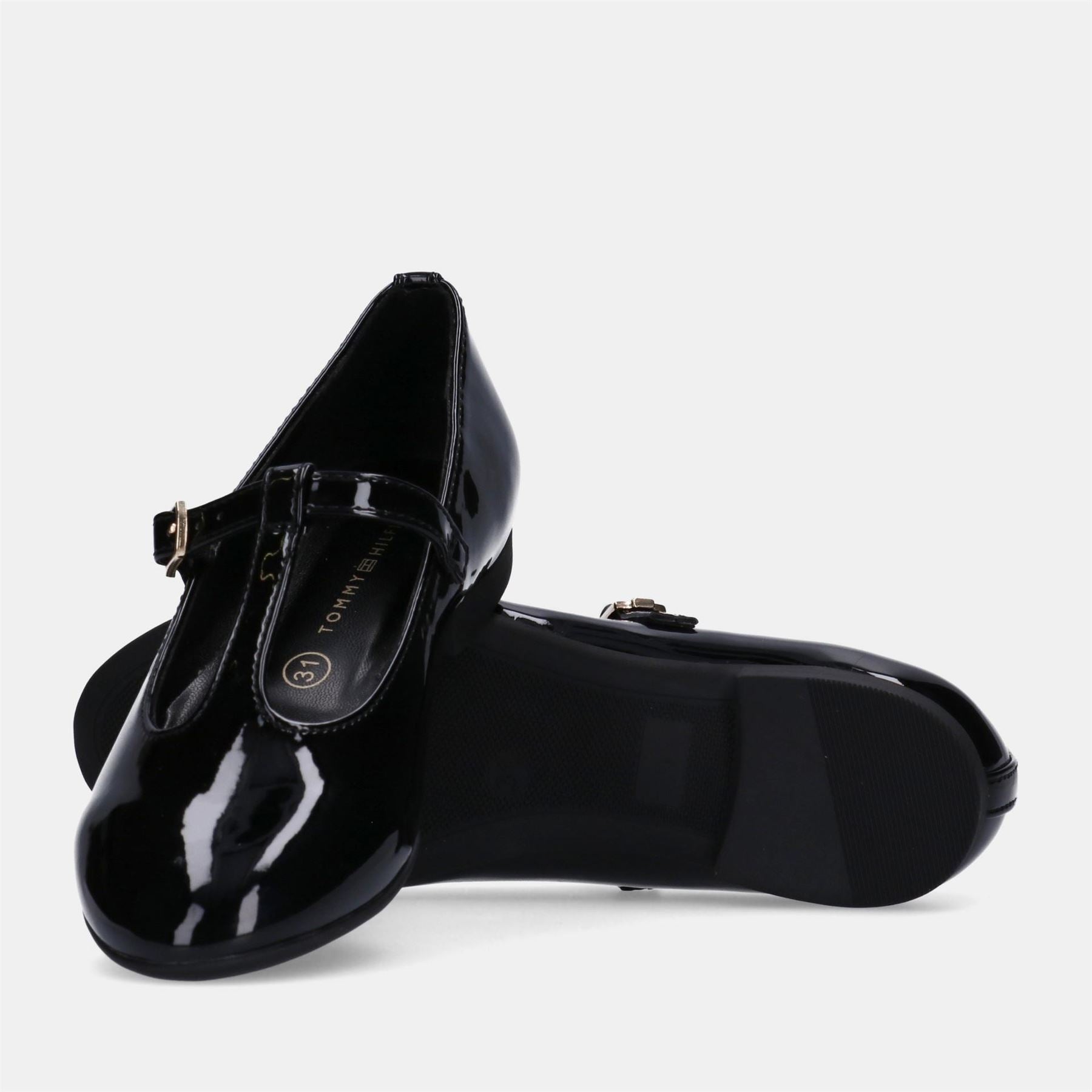 Tommy Hilfiger Ballet Round Toe Flat Heel T-Bar Pumps
