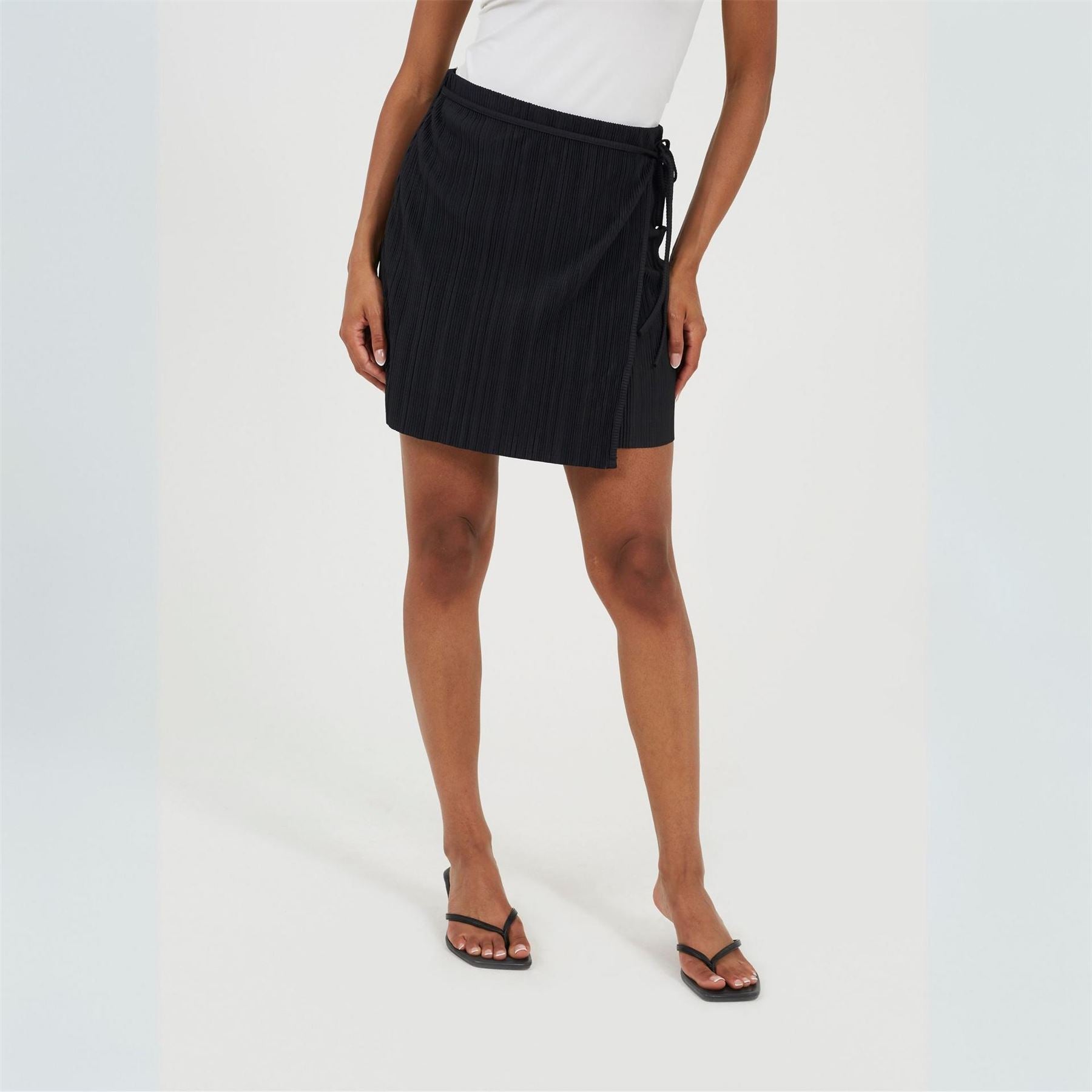 Brave Soul Womens Side Tie Plisse Mini Skirt