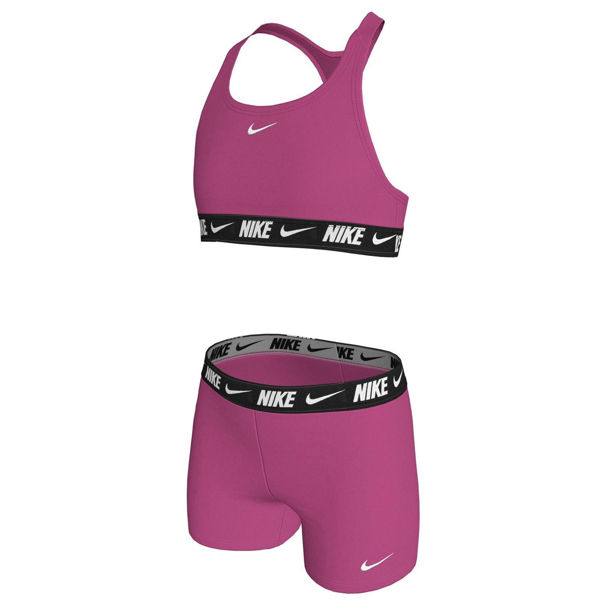 Nike Logo Tape Swim Big Kids (girls) Racerback Bikini  And  Short Set