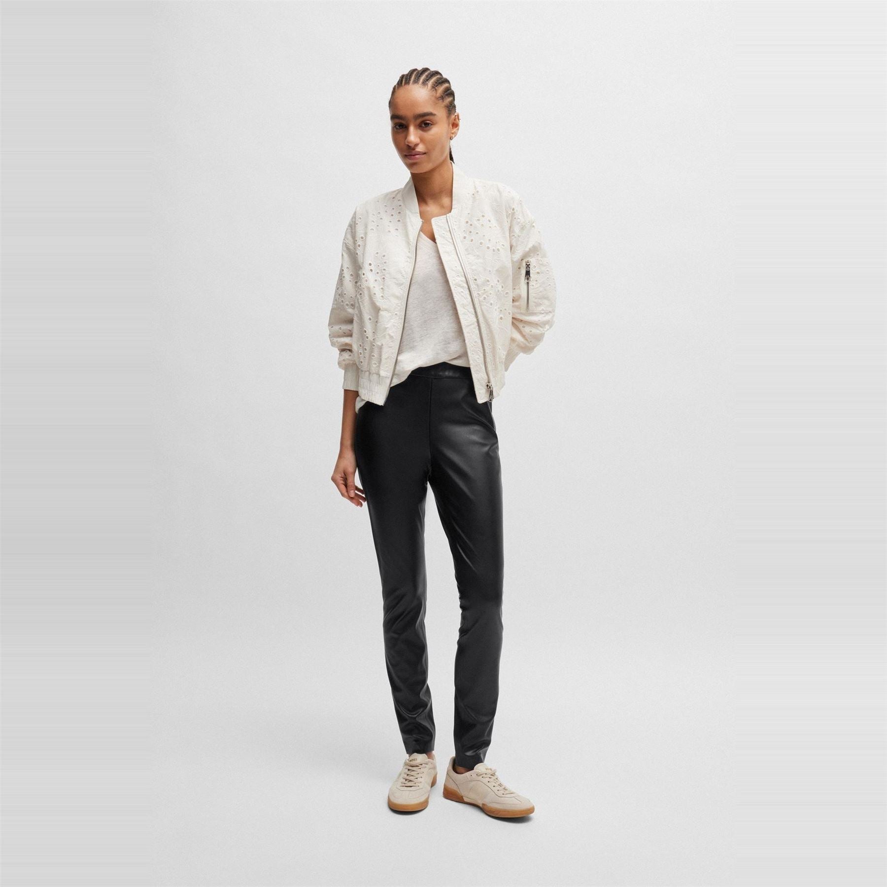 Boss Taslimah Solid Patterned Slim Trousers