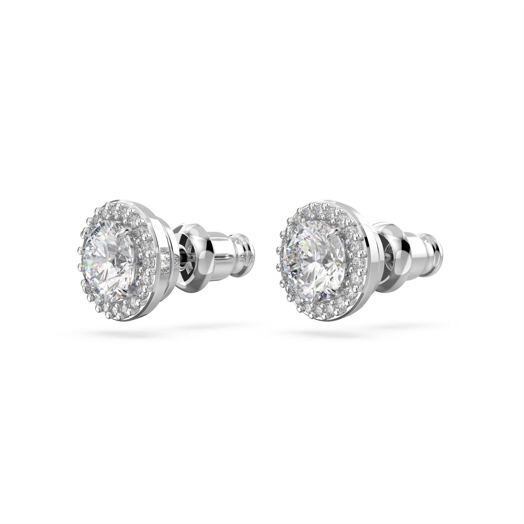 Swarovski Angelic Stud Earrings, Round Cut, Pavé, White, Rhodium Plated