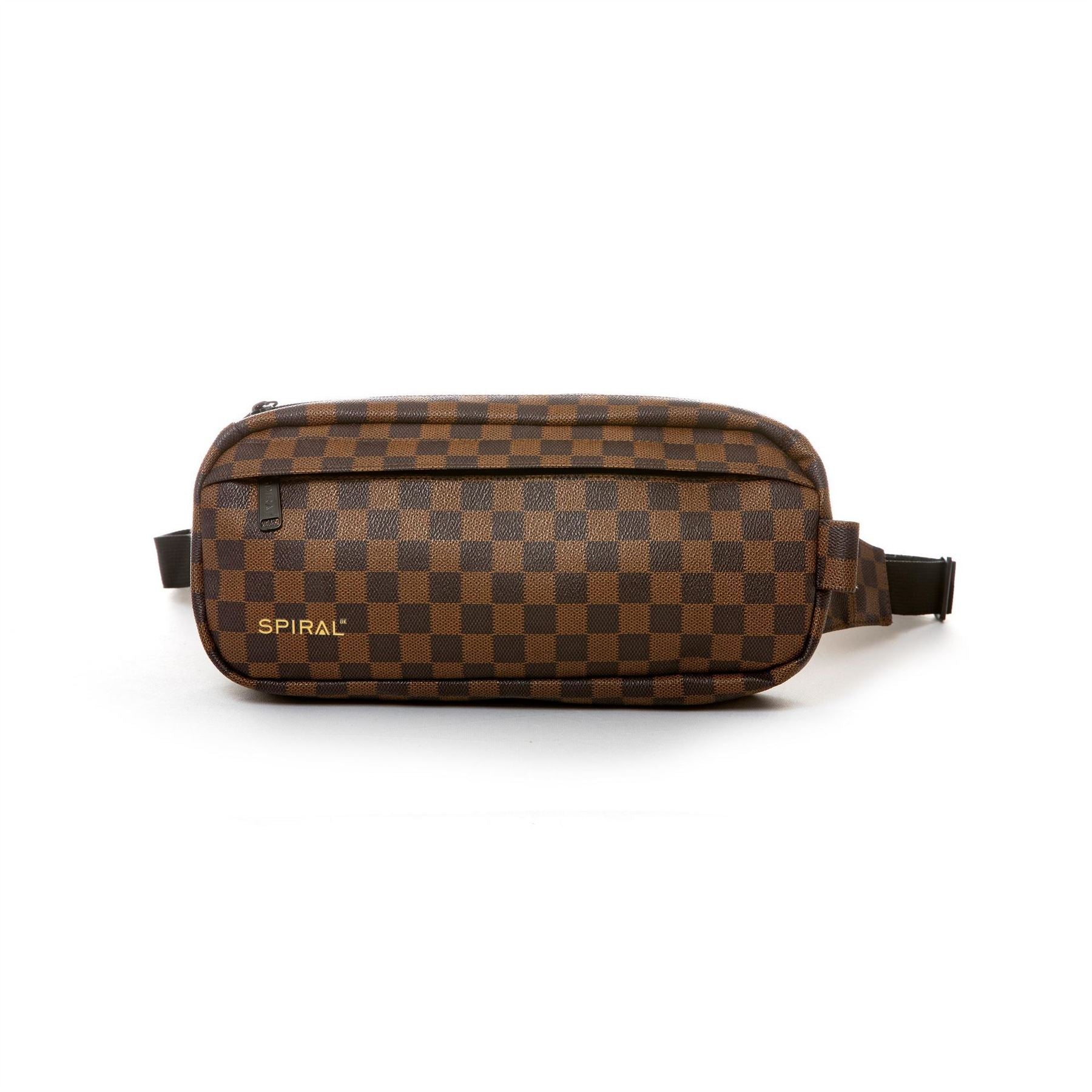 Spiral Checkerboard Patterned Fanny Pack with Logo