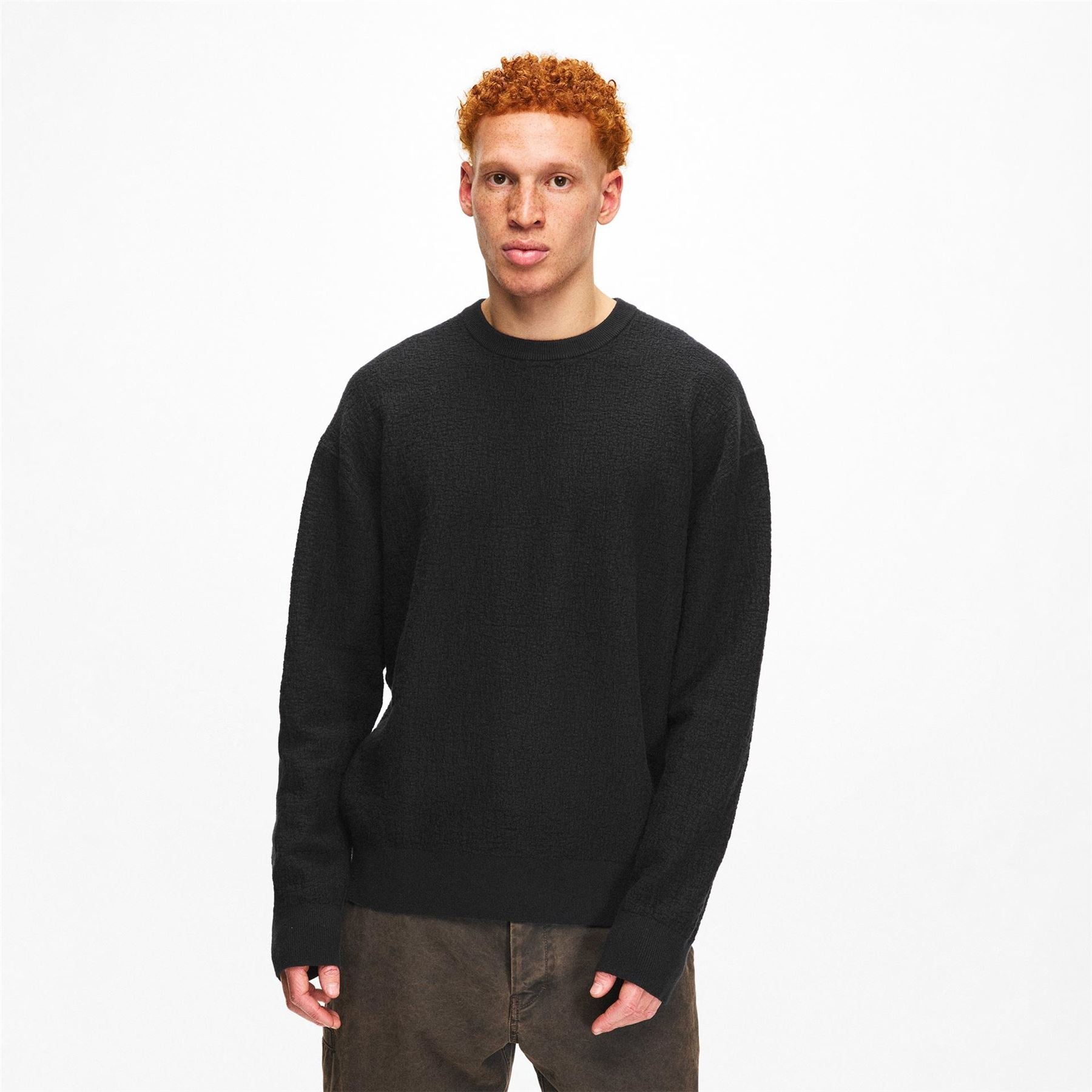 Calvin Klein Natural Texture Jacquard Crew Neck Jumper