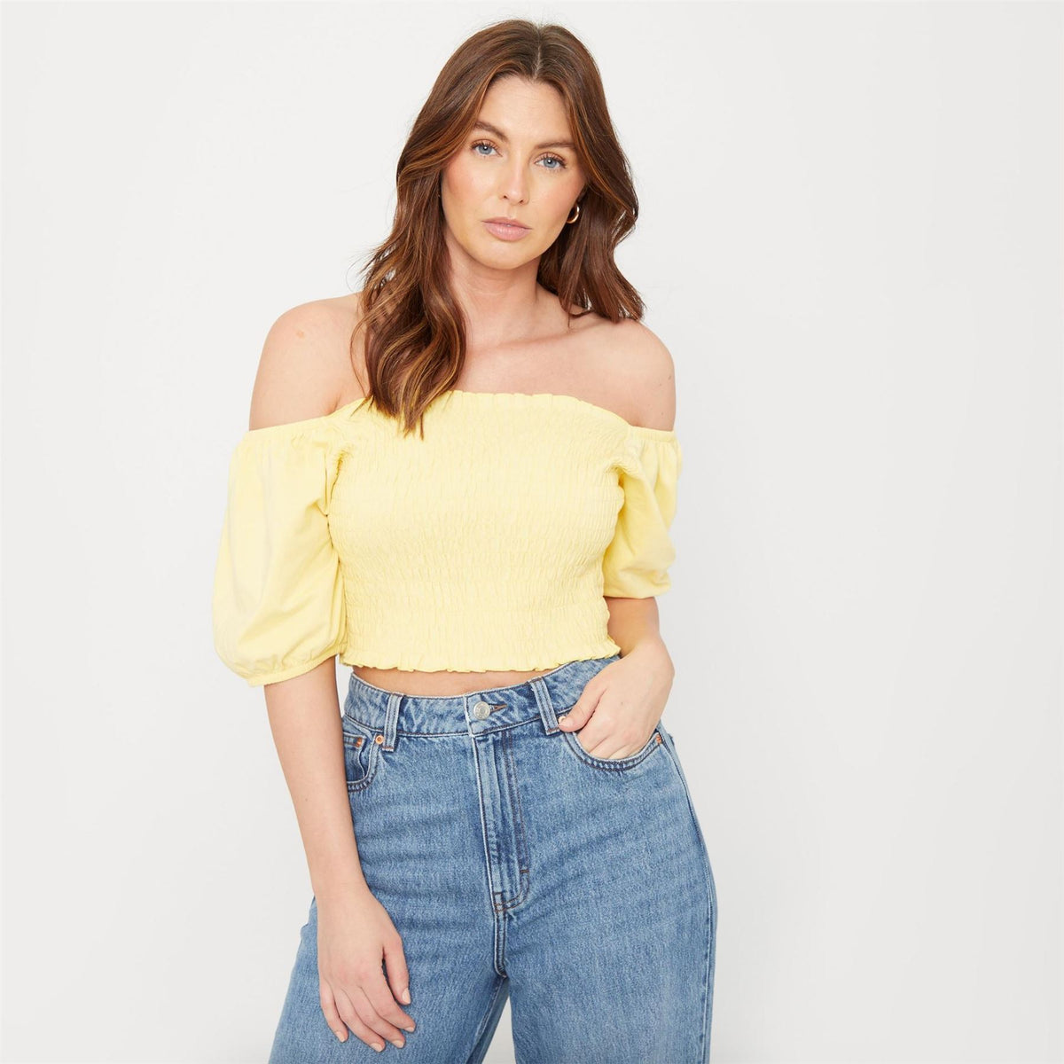 Be You Puff Sleeve Off-The-Shoulder Cropped Blouse