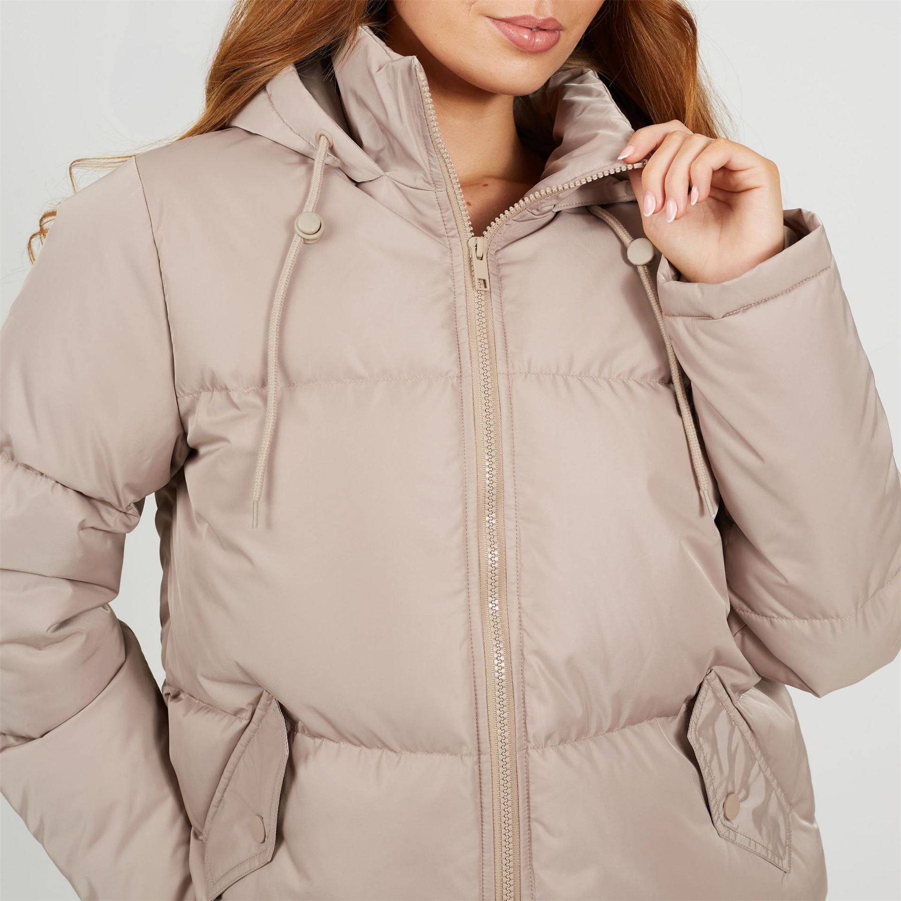 Brave Soul Padded Short Puffer Jacket With Drawcord Hem