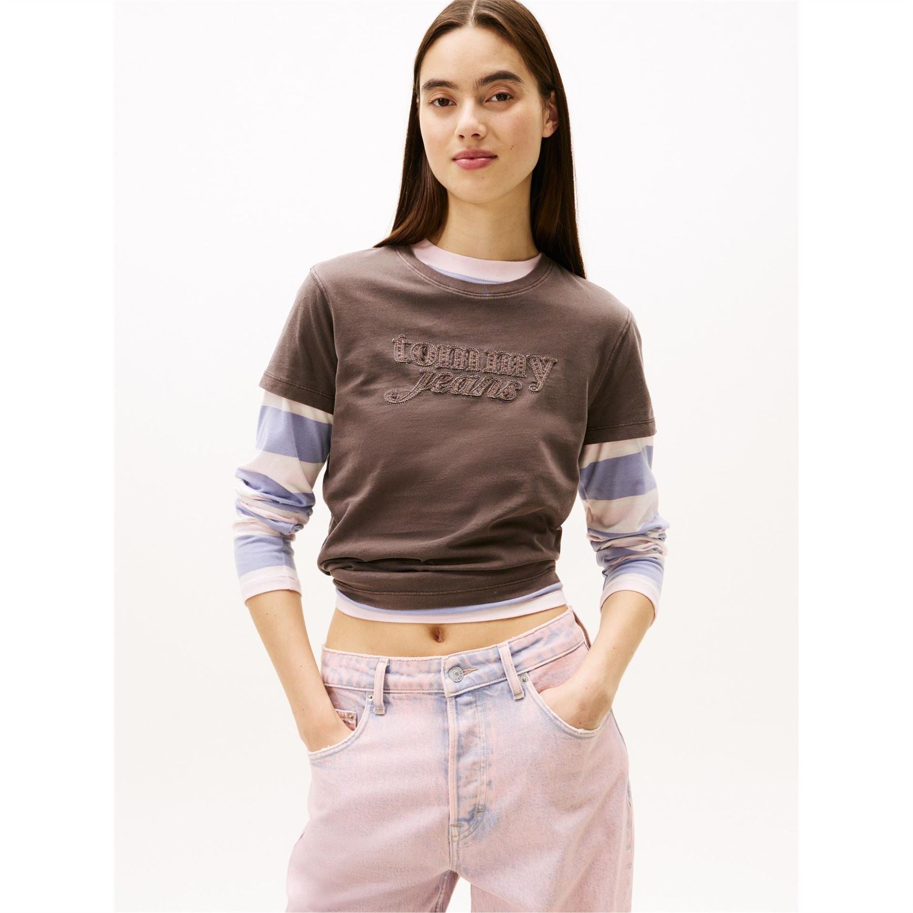 Tommy Jeans Script Lacoste Lettering Crew Neck Short Sleeve T-Shirt