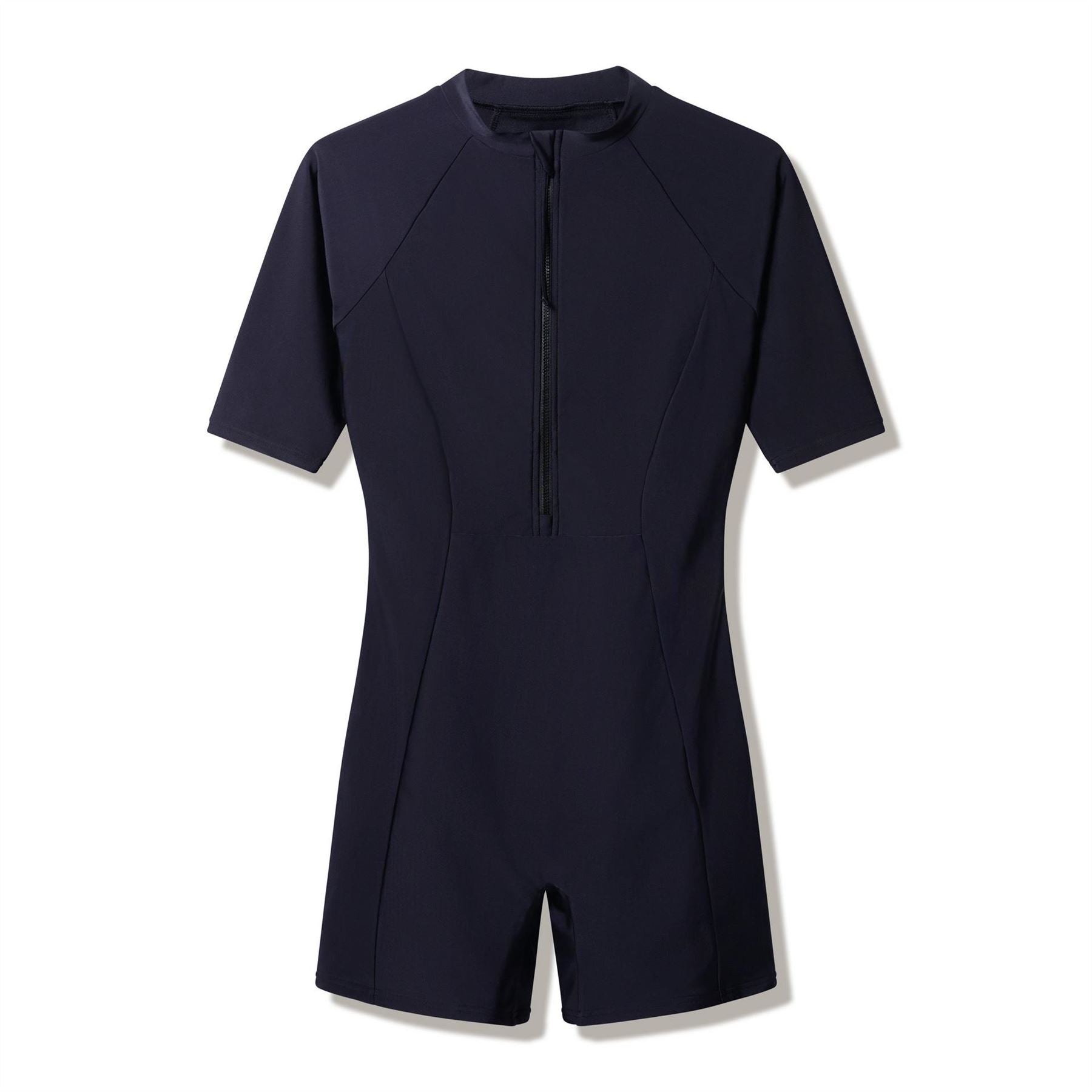 Speedo Short Sleeve Snug Fit Swimsuit with Front Zipper