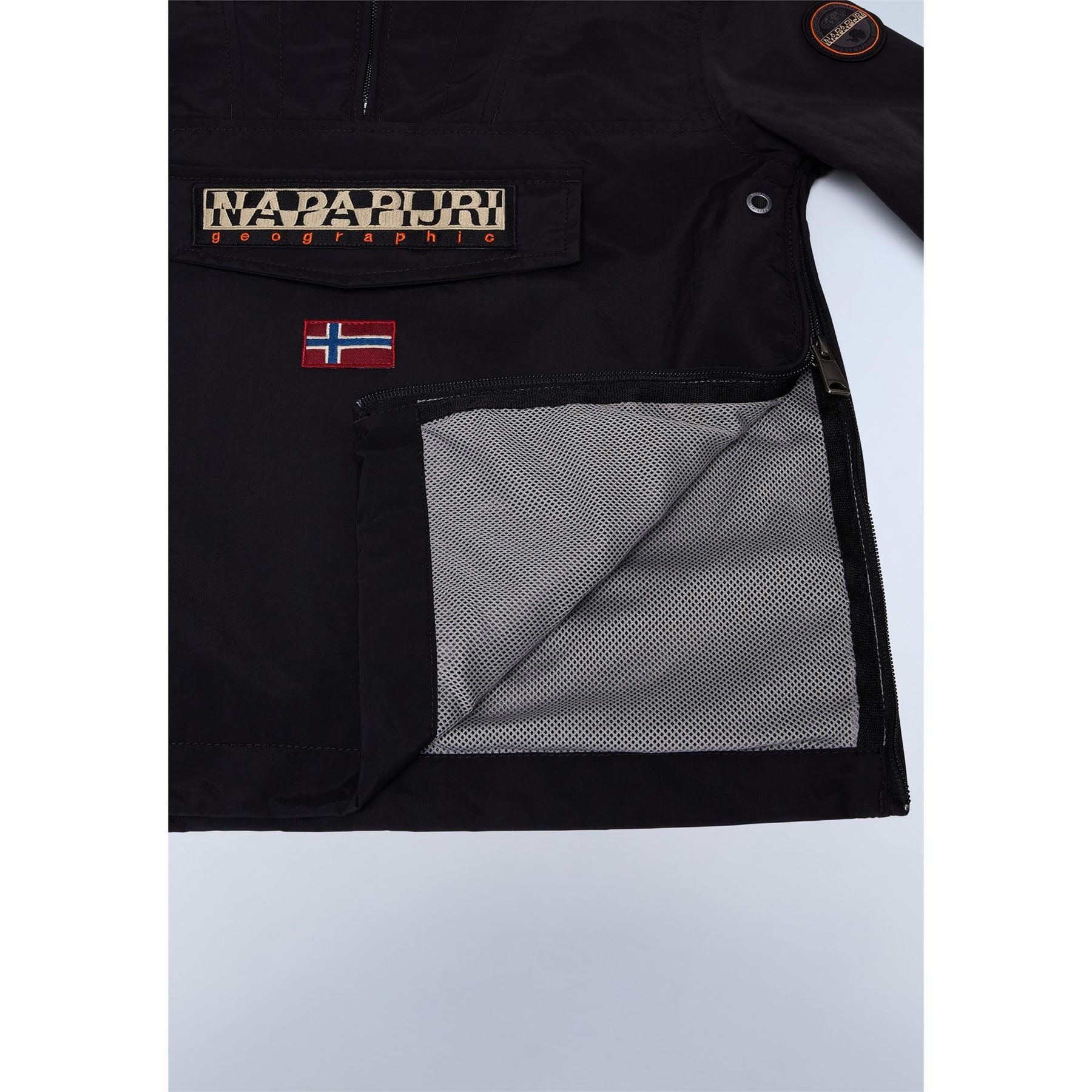 Napapijri Rainforest Solid Patterned Hooded Chest Pocket Rain Jacket