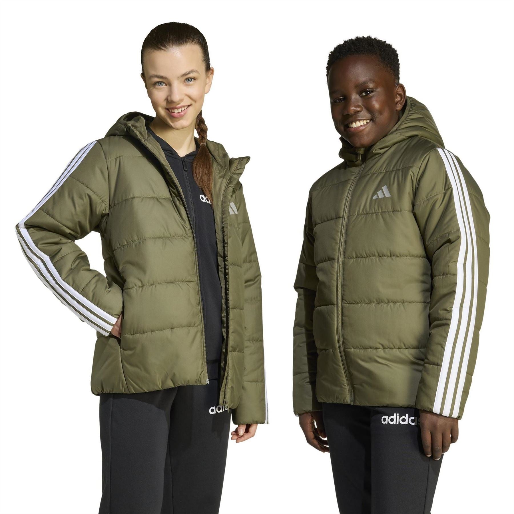 adidas Kids Essentials 3S Hooded Long Sleeve Puffer Jacket