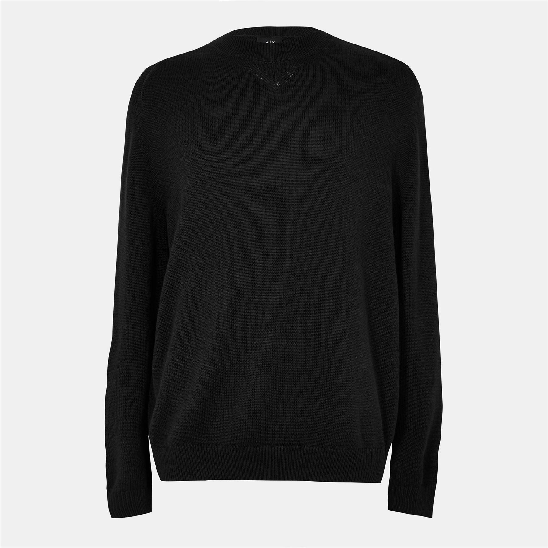 Armani Exchange Exchange Crew Neck Ribbed Collar Long Sleeve Sweater