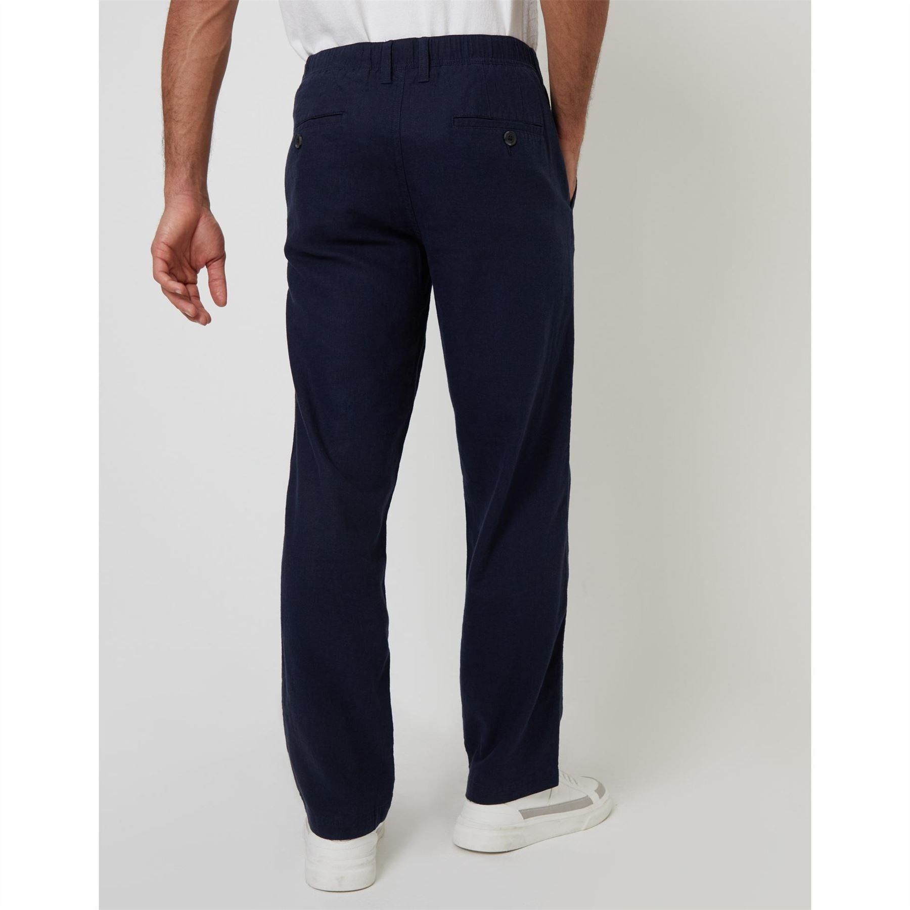 Threadbare Linen Solid Patterned Straight Trousers