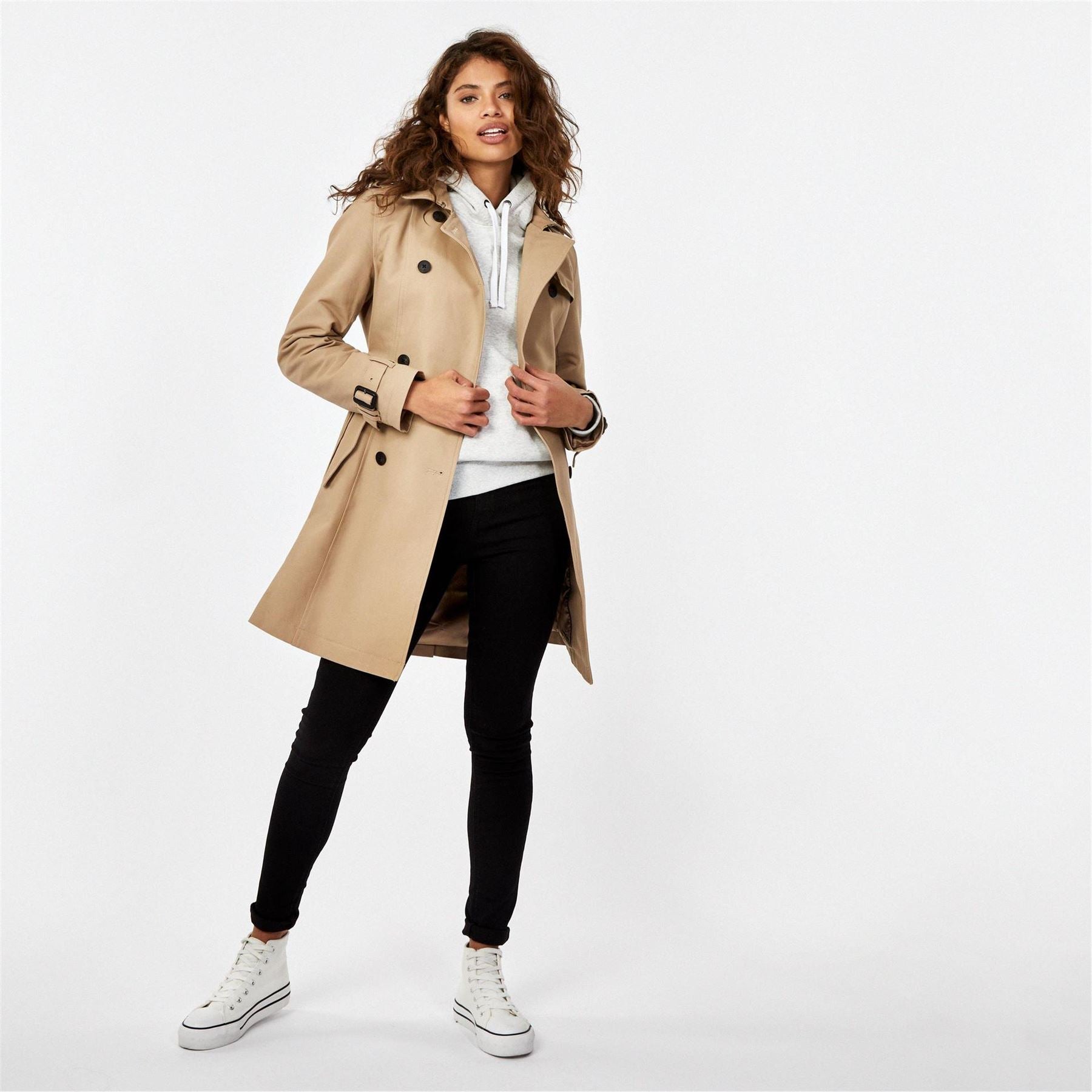 Jack Wills  Double Breasted Cotton Water Resistant Mid Length Trench Coat
