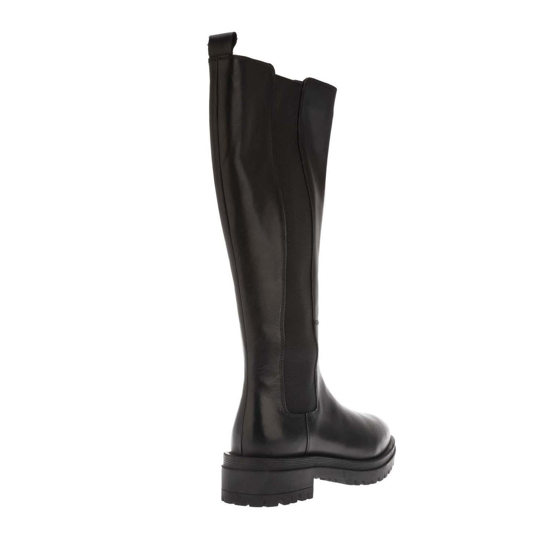 Dune London Elasticated Leather Knee High Boots