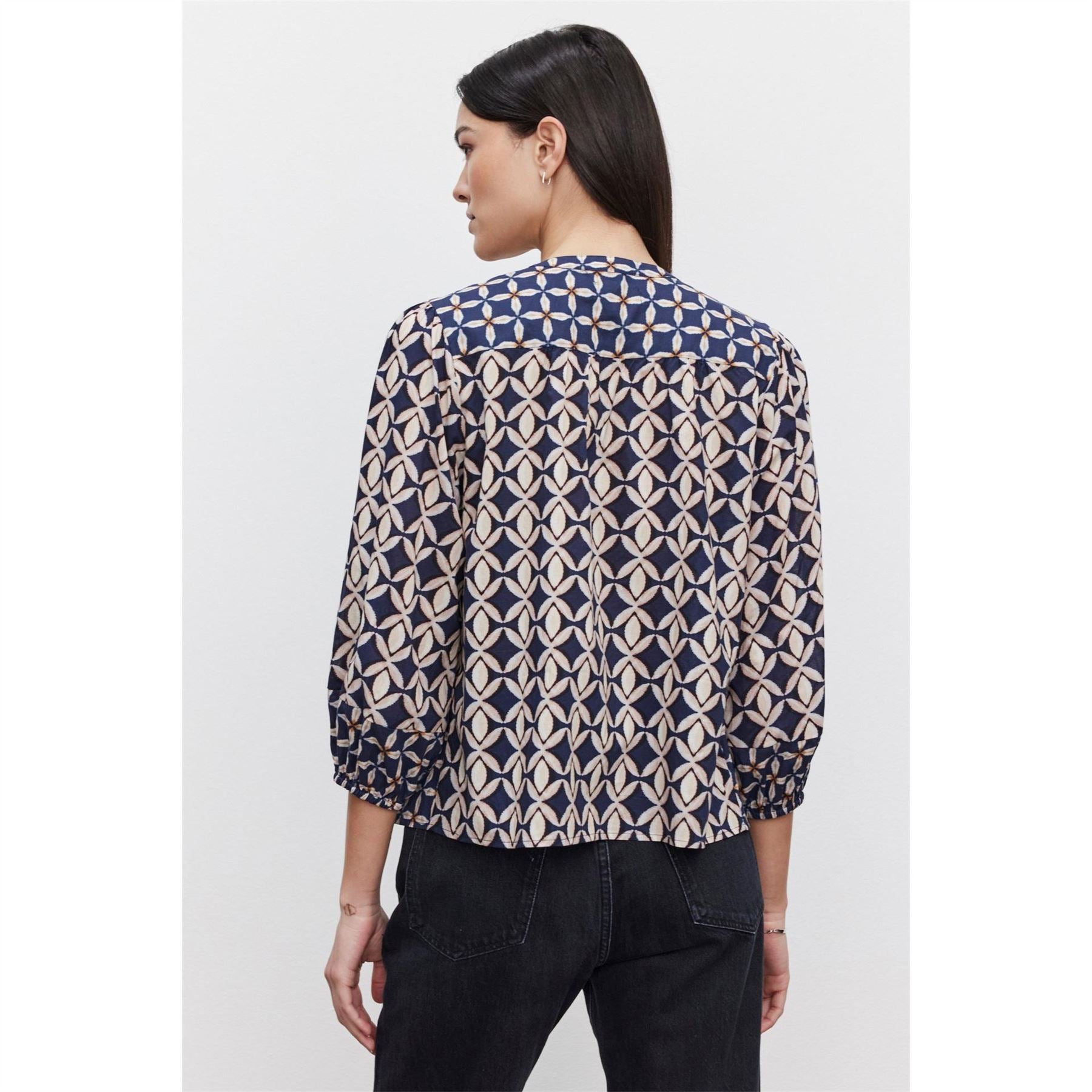 Velvet by Graham and Spencer Regular Fit V-Neck Puff Sleeve Blouse