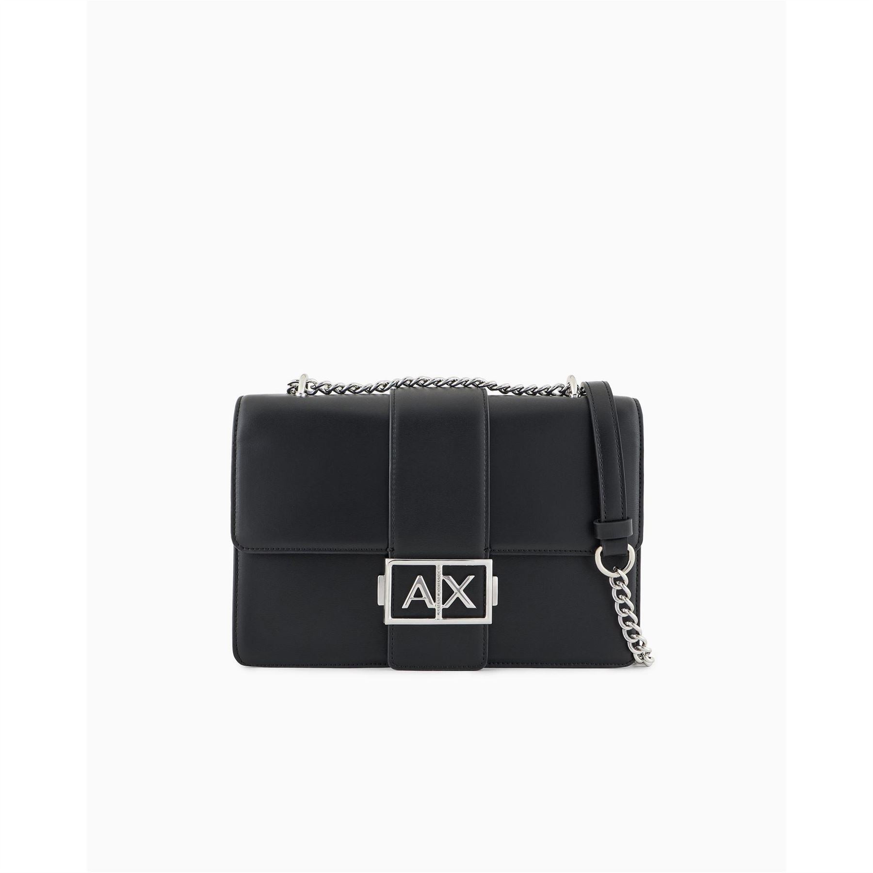 Armani Exchange Exchange Messenger Bag with Chain and Silver Tone Hardware