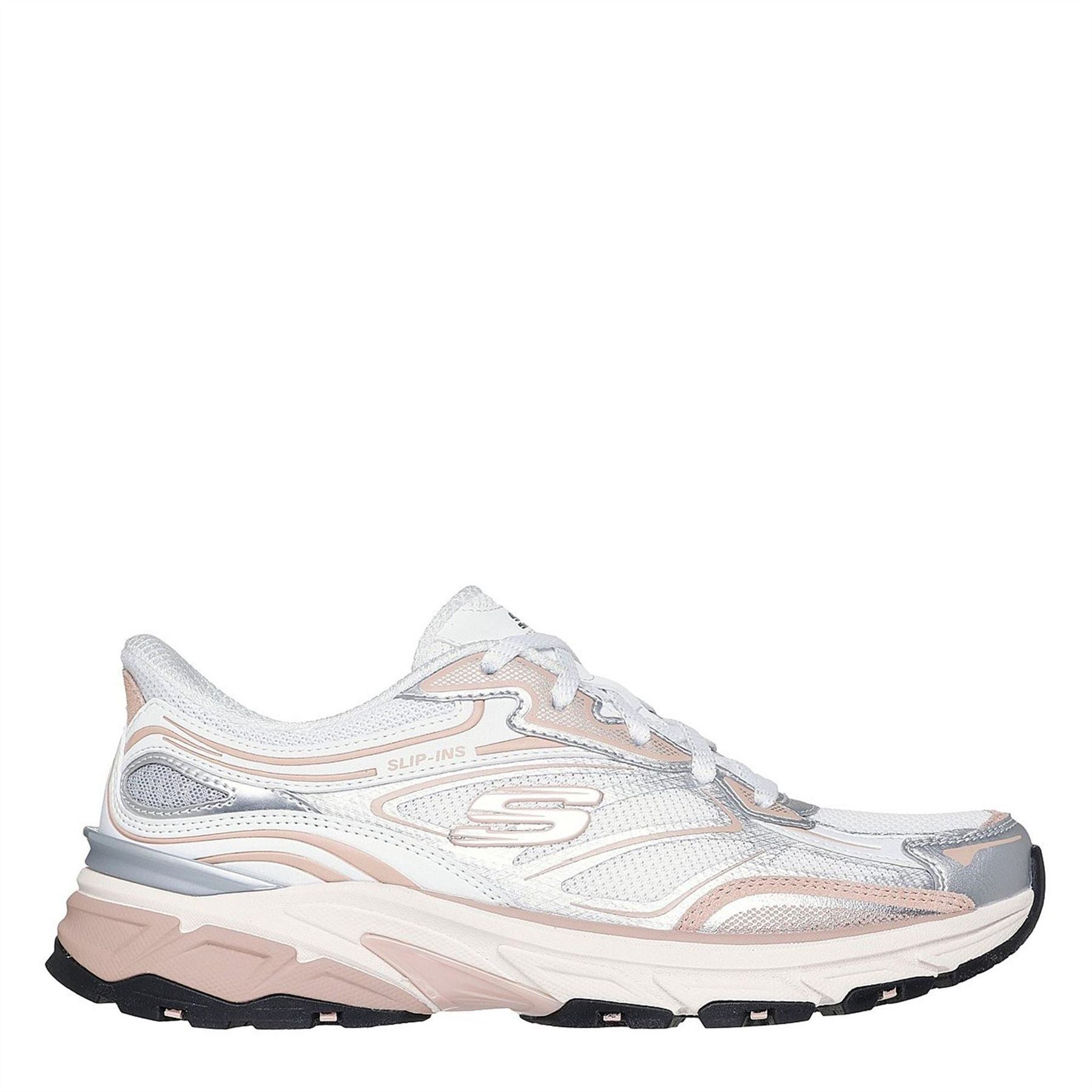 Skechers Womens Overlay Mesh Lace Up Slip  Runners