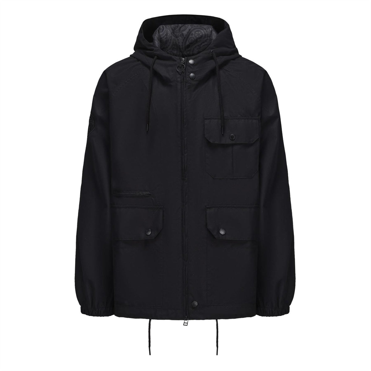 Pretty Green Hooded Drawstring Solid Patterned Field Parka Coat