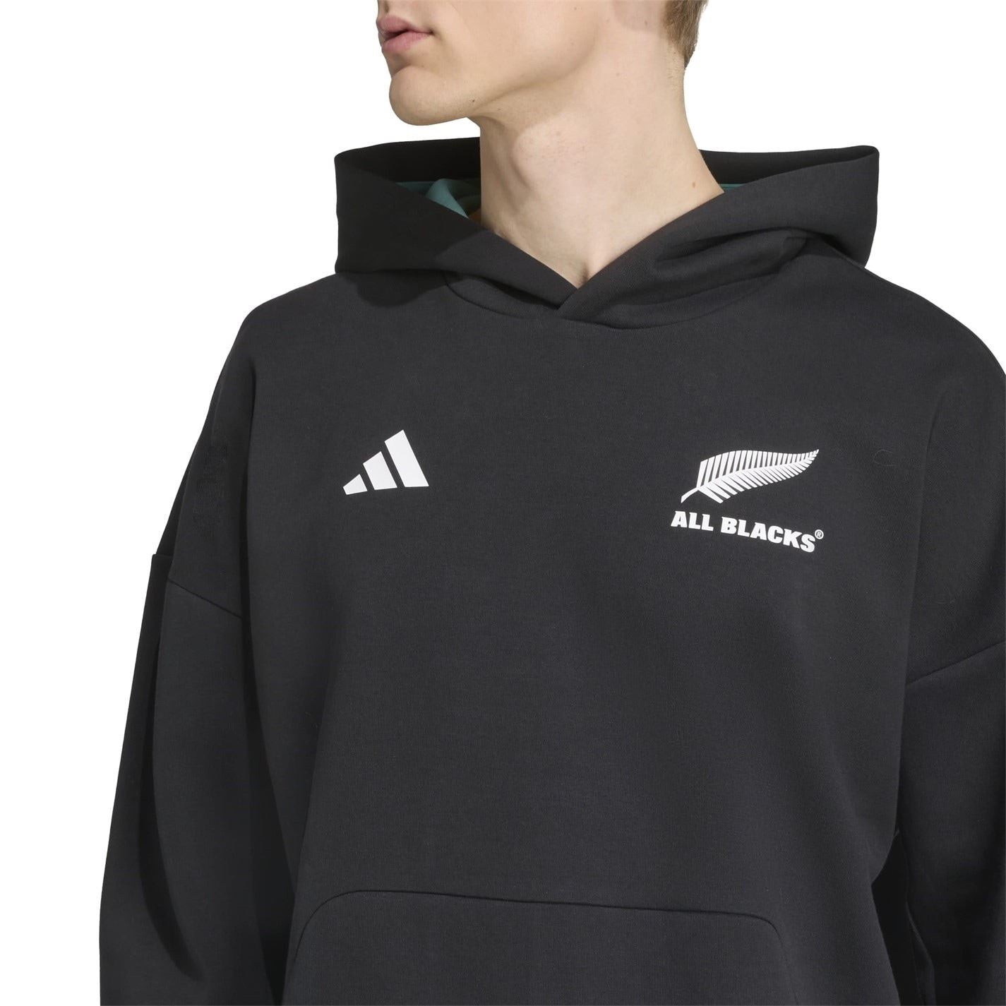 adidas All Blacks Cotton Long Sleeve Hooded Performance Rugby Jacket