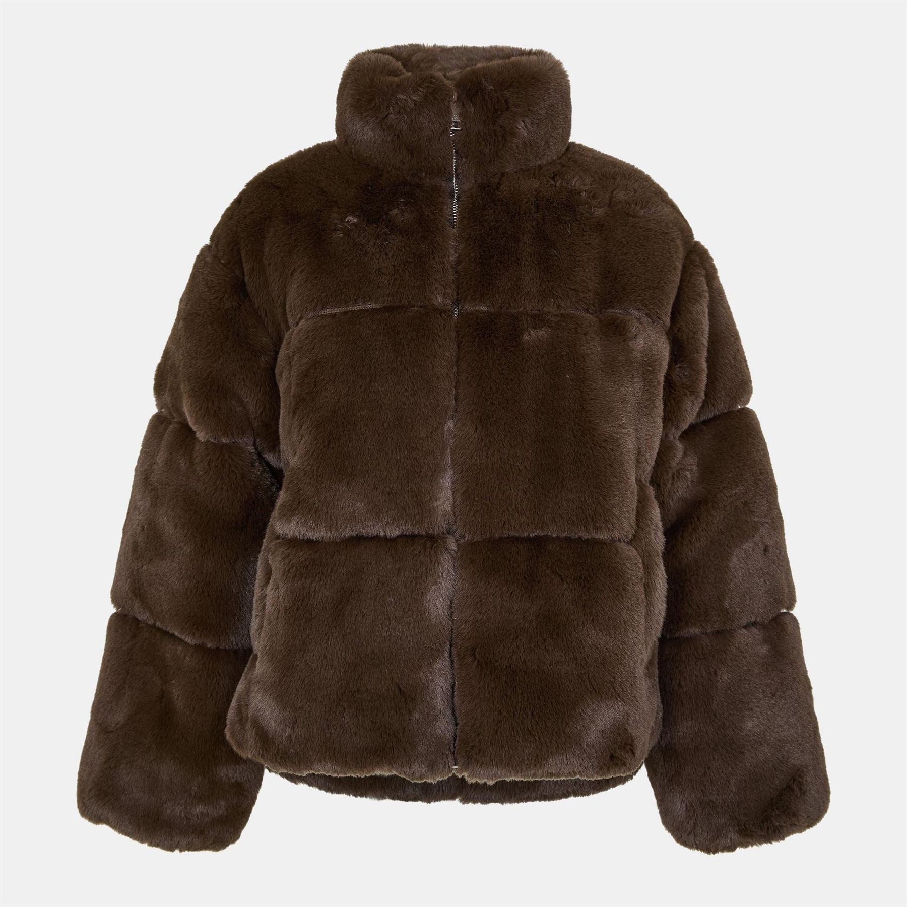 Jack Wills JW Fur Long Sleeve Short Puffer Jacket