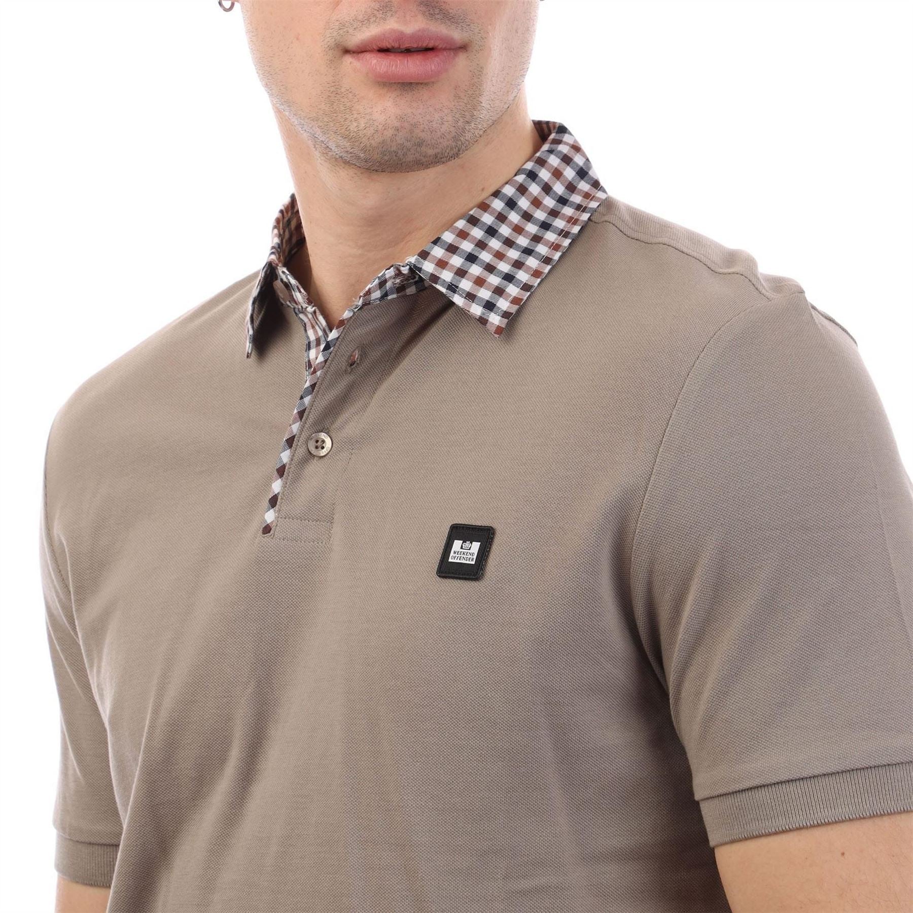 Weekend Offender Nicks Check Collar Polo Shirt