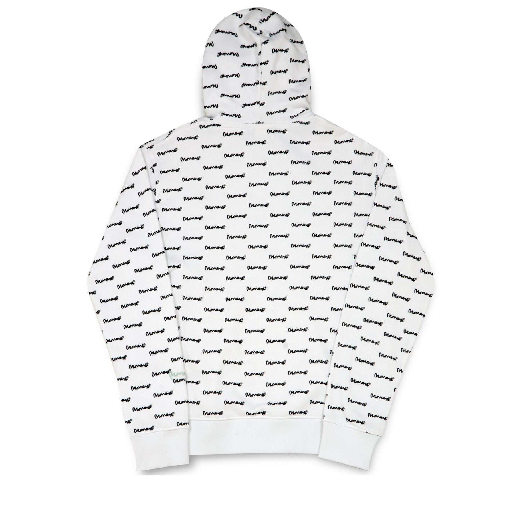 Money Signature Print Hooded Long Sleeve Sweatshirt