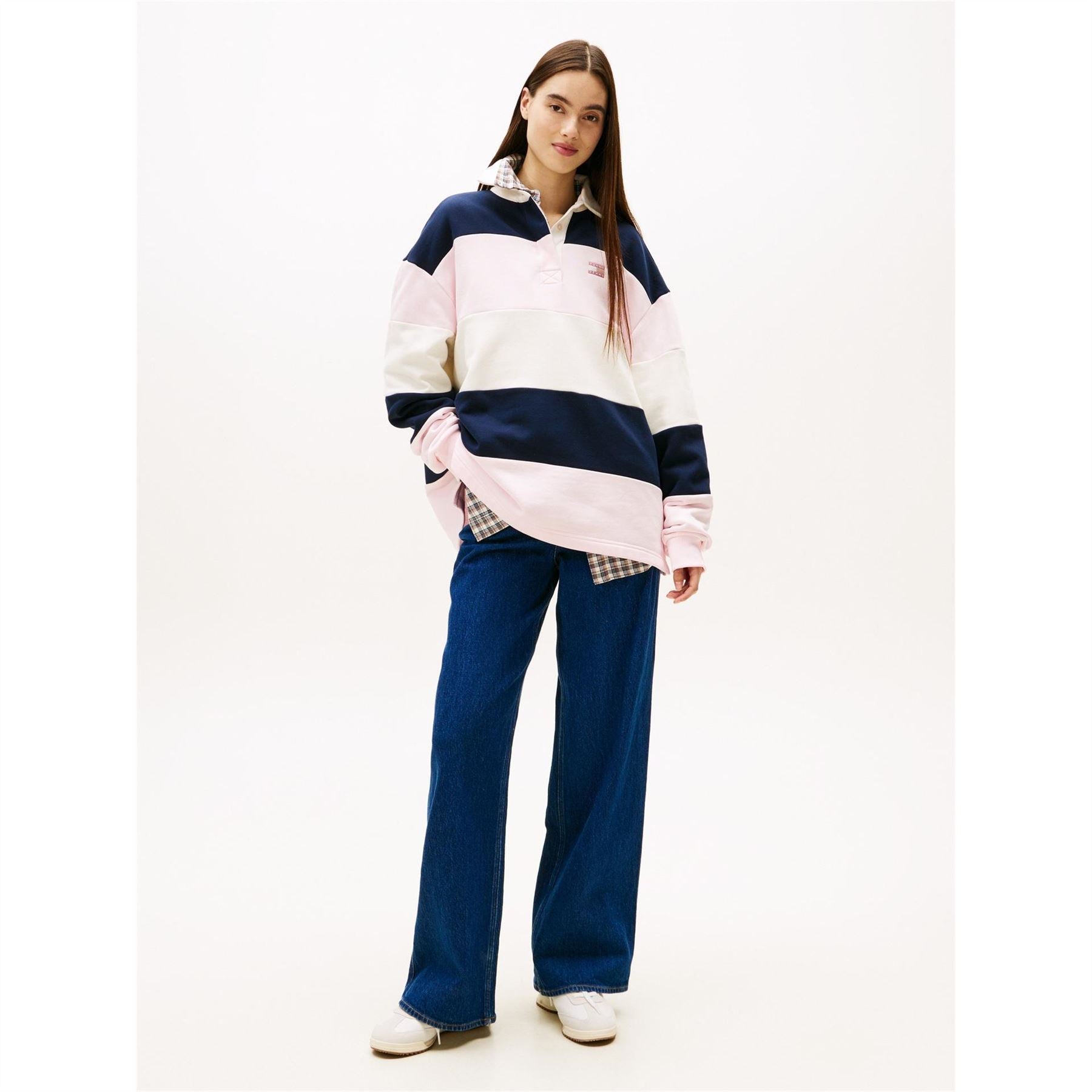 Tommy Jeans Badge Collared Neck Long Sleeve Rugby Shirt