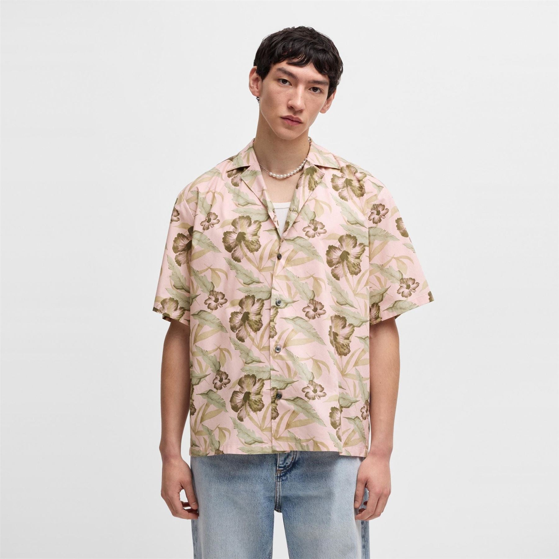 Hugo Eligino Blue Short Sleeve Patterned Shirt
