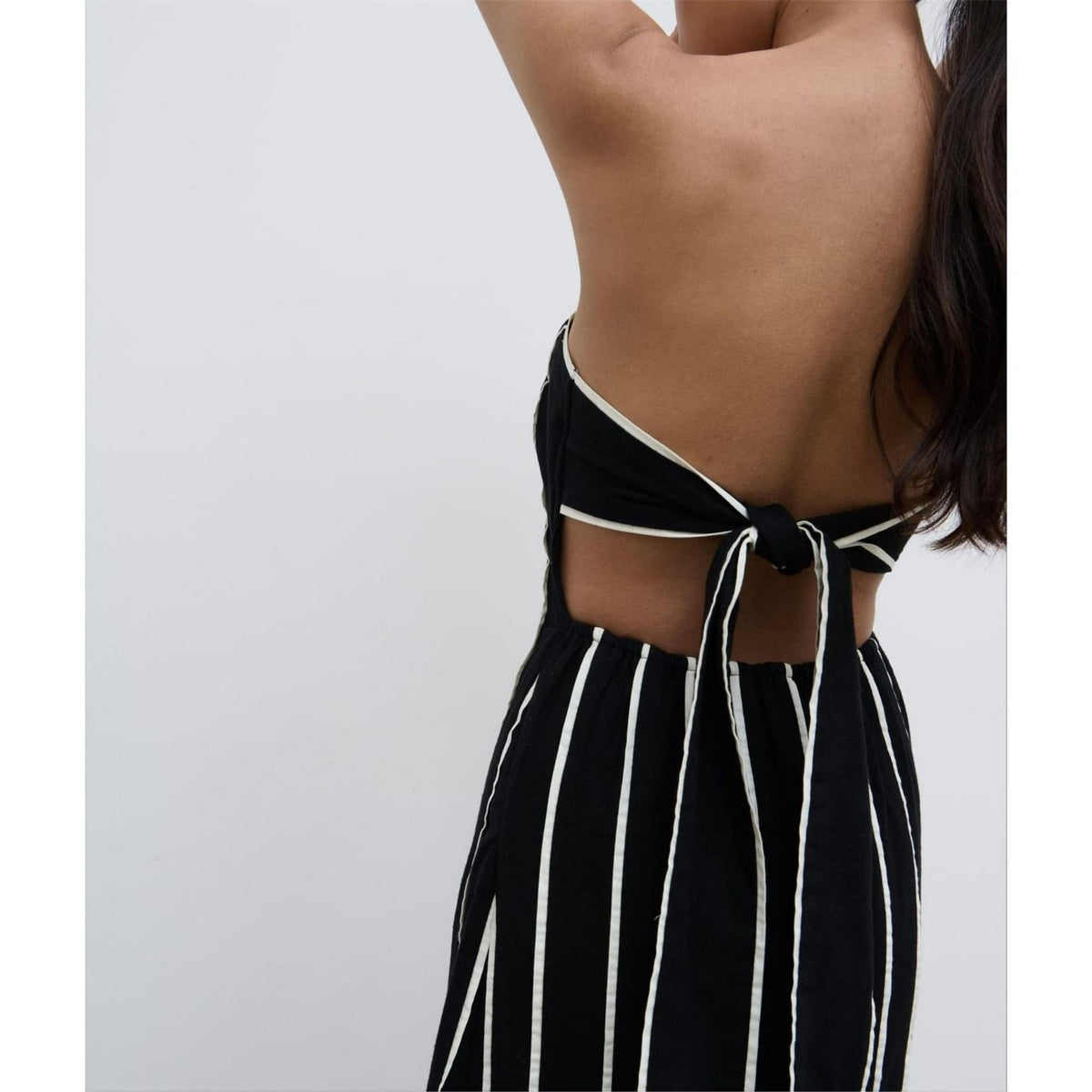 Pretty Lavish Penny Piped Striped Cotton Bandeau Maxi Dress