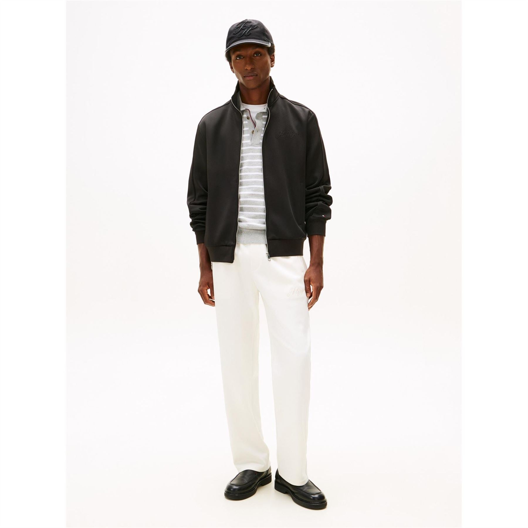 Tommy Hilfiger Modern Solid Patterned Full Zipper Ribbed Cuff Track Jacket