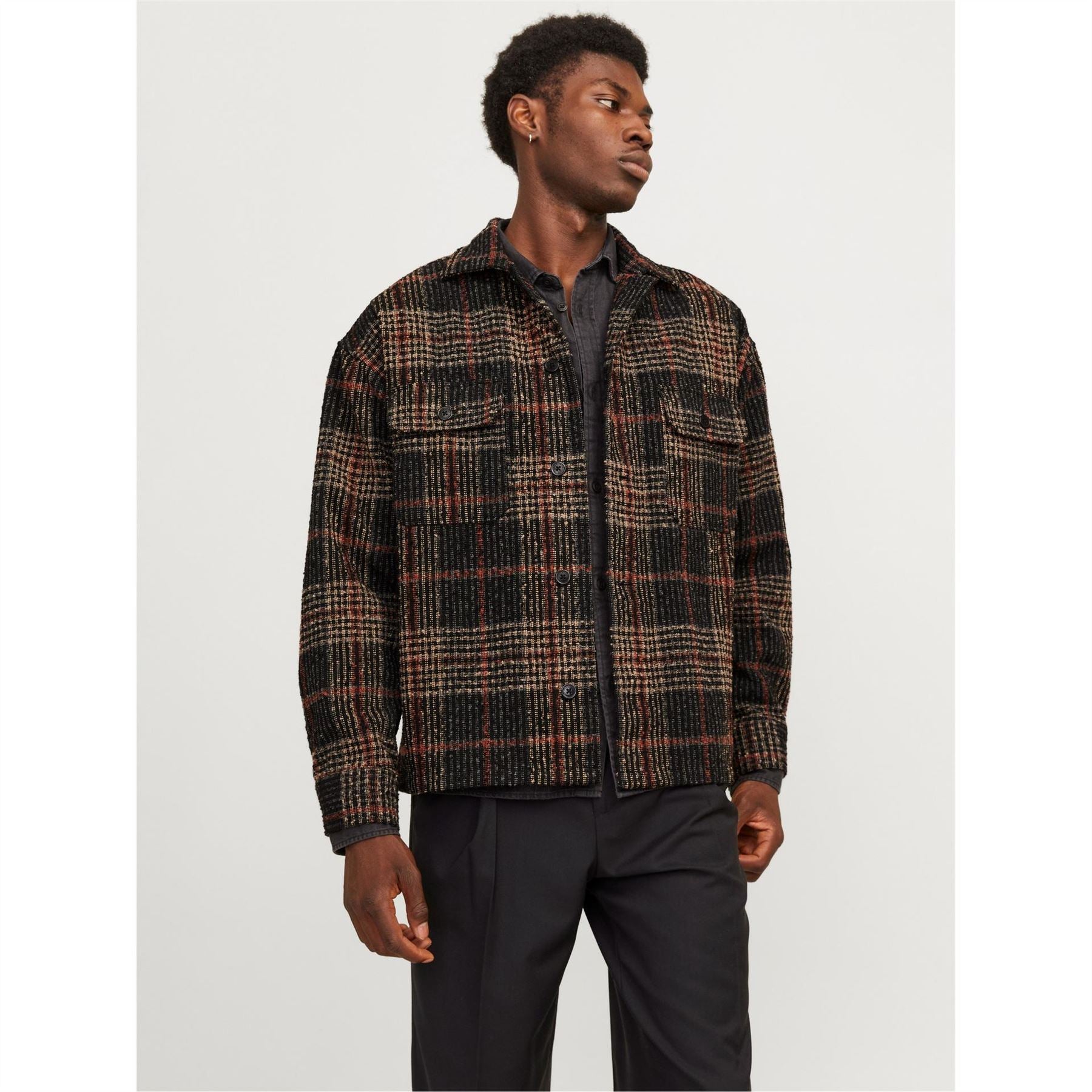 Jack and Jones Boucle Regular Fit Long Sleeve Cuff Sleeve Front Pocket Shirt