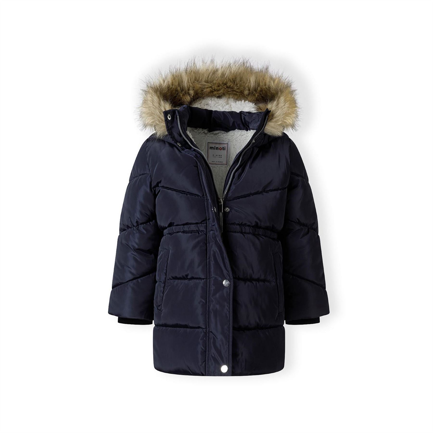 Minoti Girls Winter Coat With Padded Hood Navy
