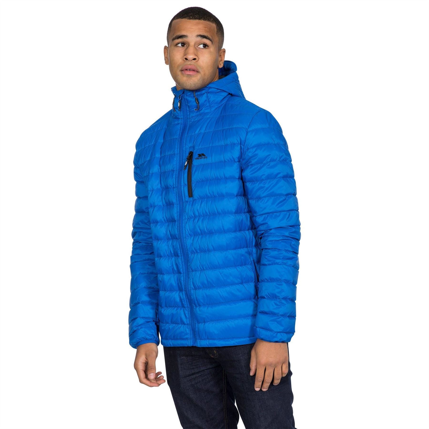 Trespass Digby Solid Patterned Hooded Down Jacket with Chest Pocket