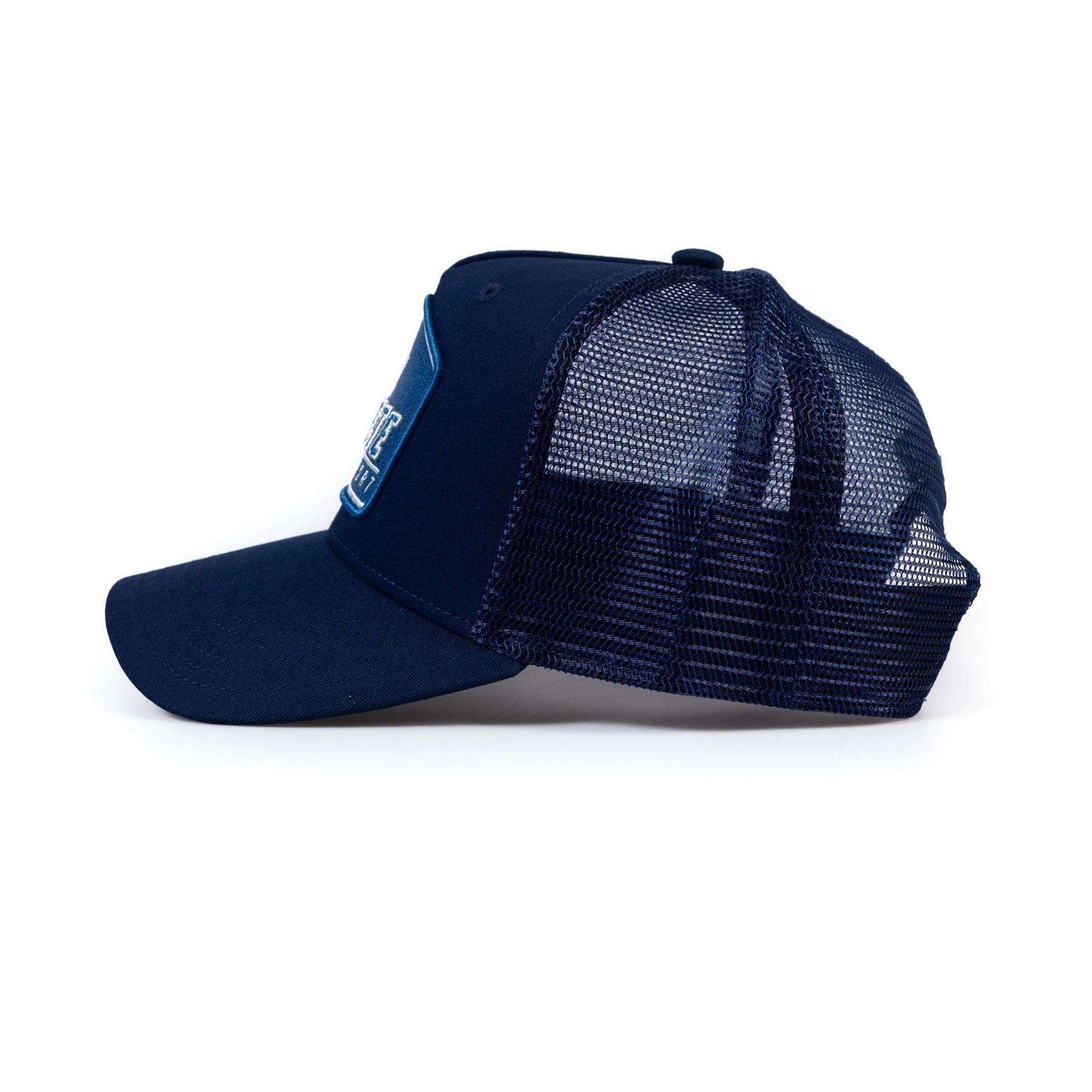 Societe Noir Lettering Trucker Cap with Pre Curved Brim