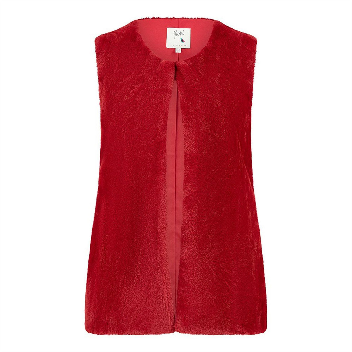 Yumi Red Faux Fur Gilet