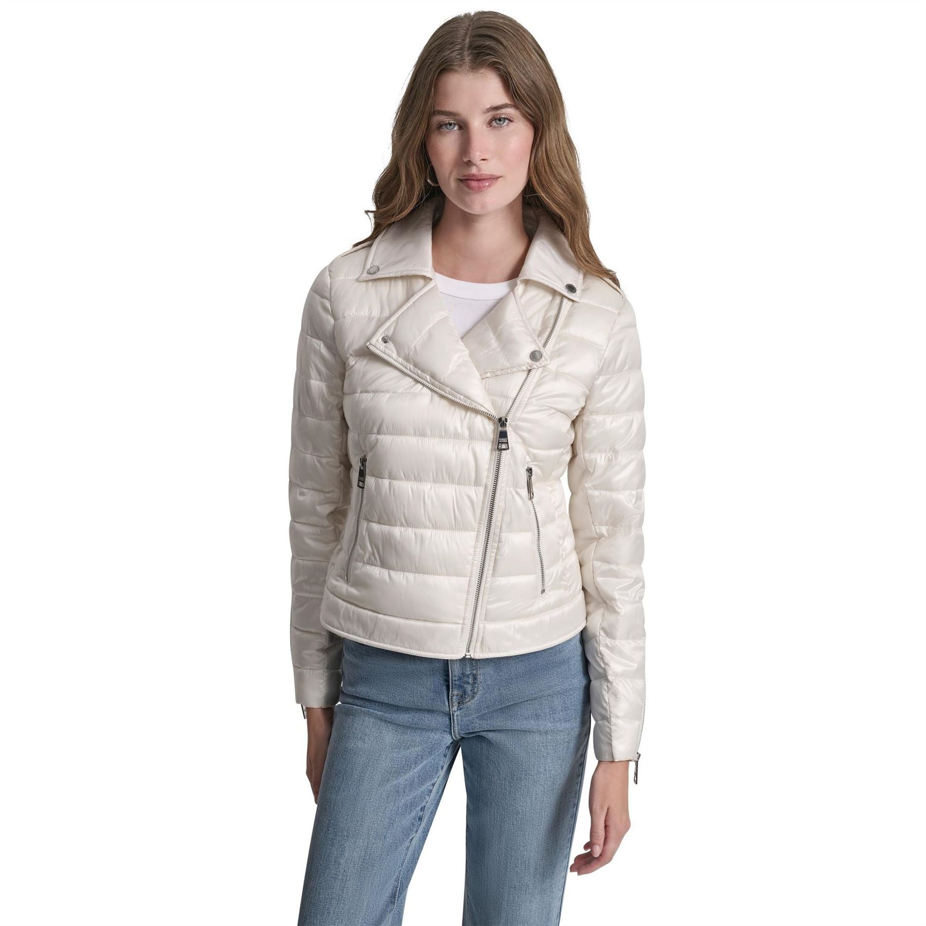 DKNY Jeans Moto Style Light Weight Puffer Jacket