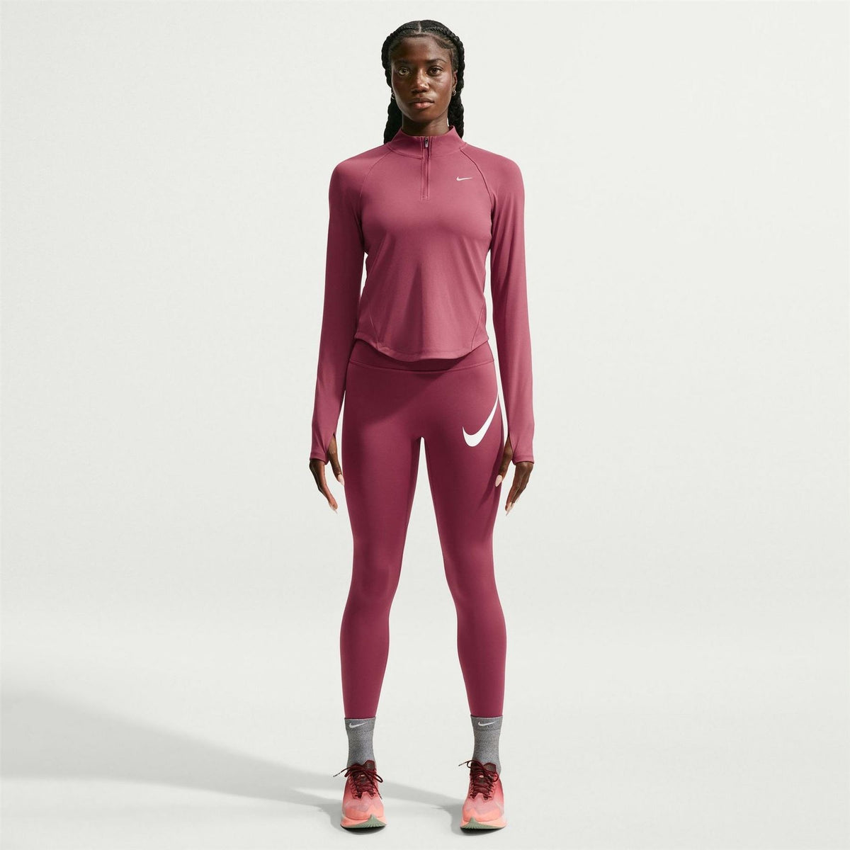Nike Womens Pacer Long Sleeve 1 2 Zip Running Top