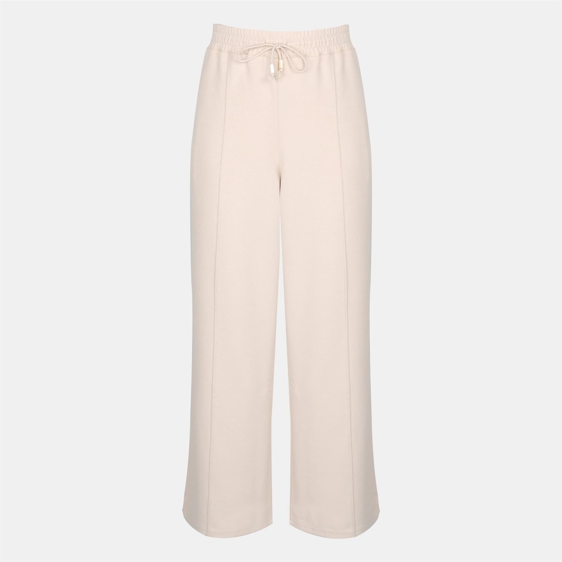 Biba Solid Patterned Wide Leg Joggers with Logo