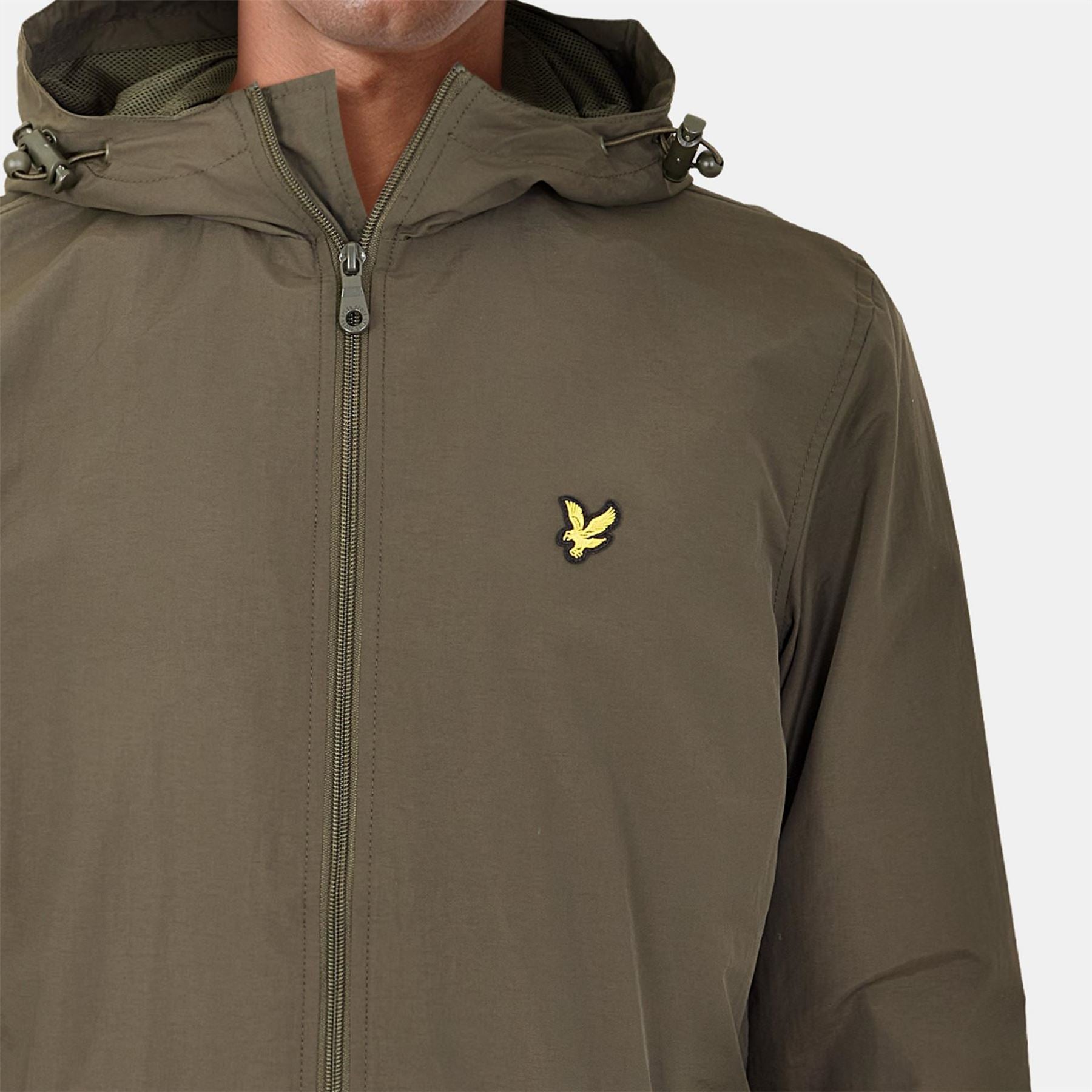 Lyle and Scott Zip Through Cotton Wind Resistant Long Sleeve Hooded Rain Anorak