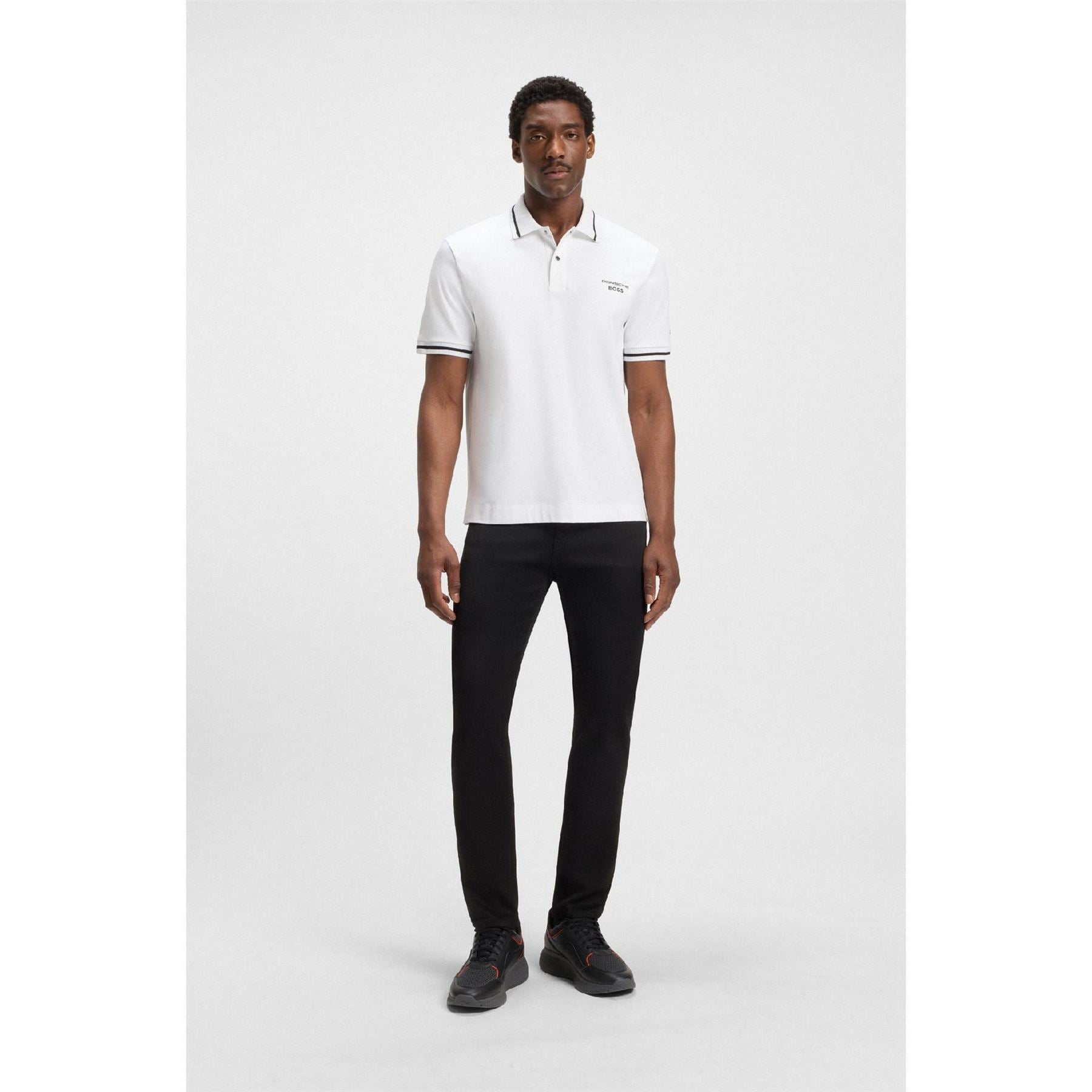 Boss Embroidered Lacoste Lettering Collared Short Sleeve Polo Shirt