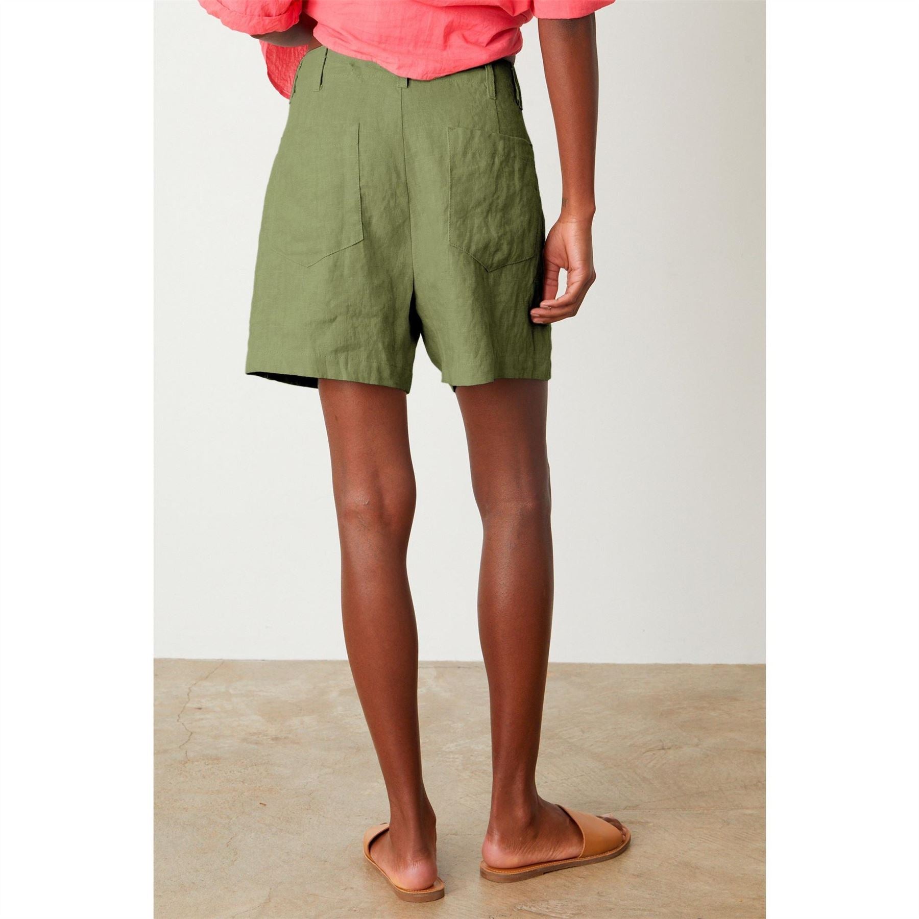 Velvet by Graham and Spencer Solid Patterned Linen Bermuda Shorts