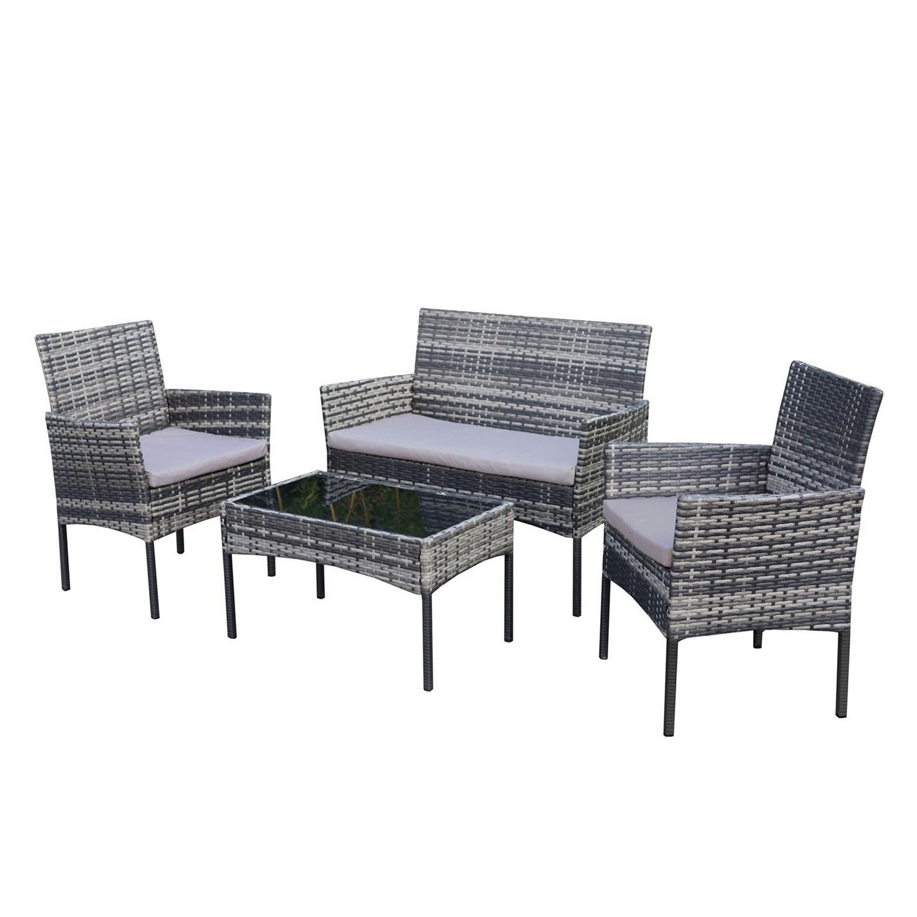 Linea Piece Rattan Weather Resistant Glass Top Garden Dining Set