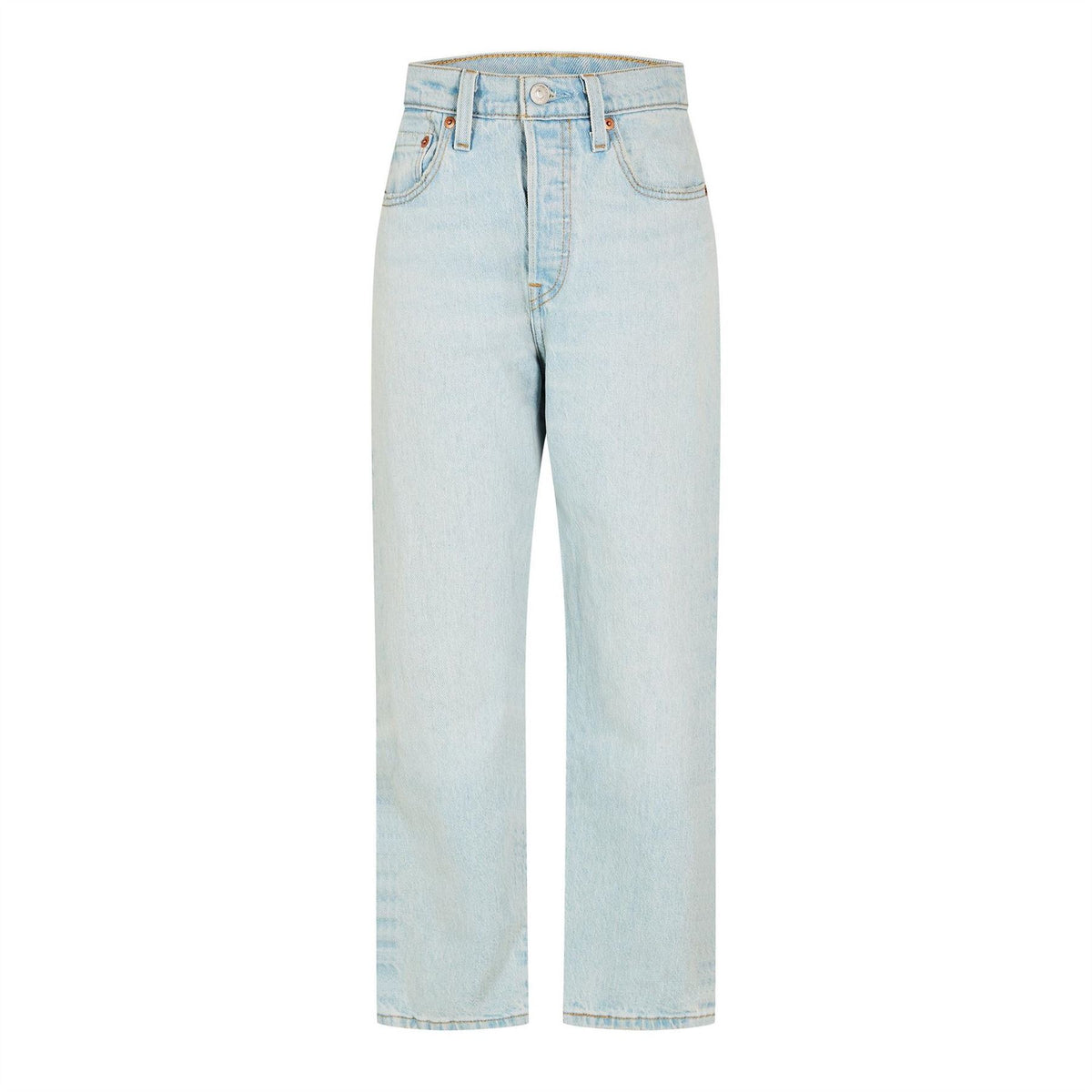 Levis 501 Cropped Mid Rise Cotton Straight Leg Jeans