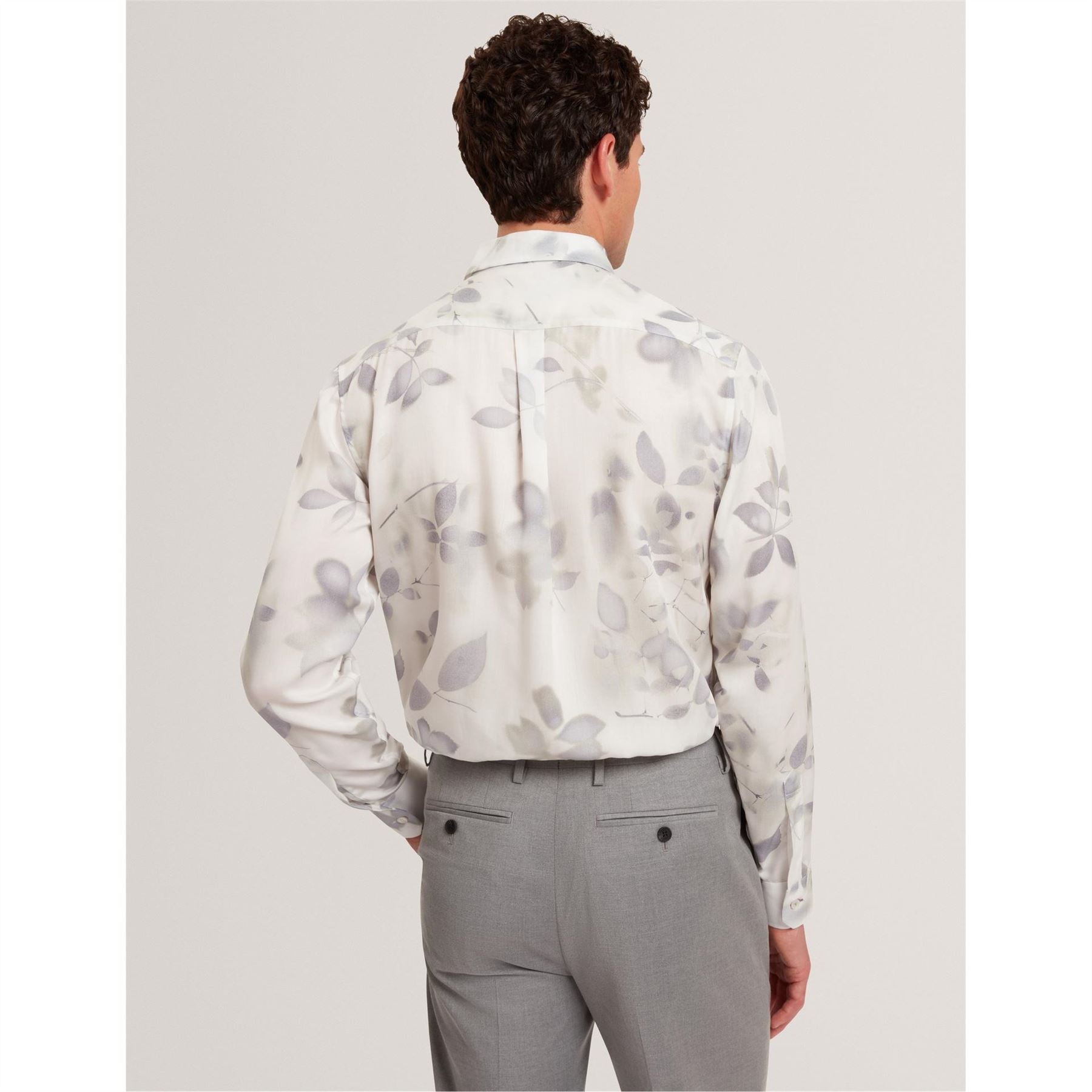 Ted Baker Leaf Print Collared Neck Long Sleeve Shirt